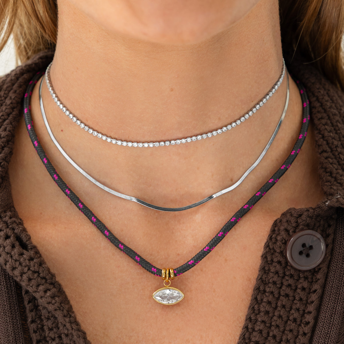 Tennis Choker Silver white diamond