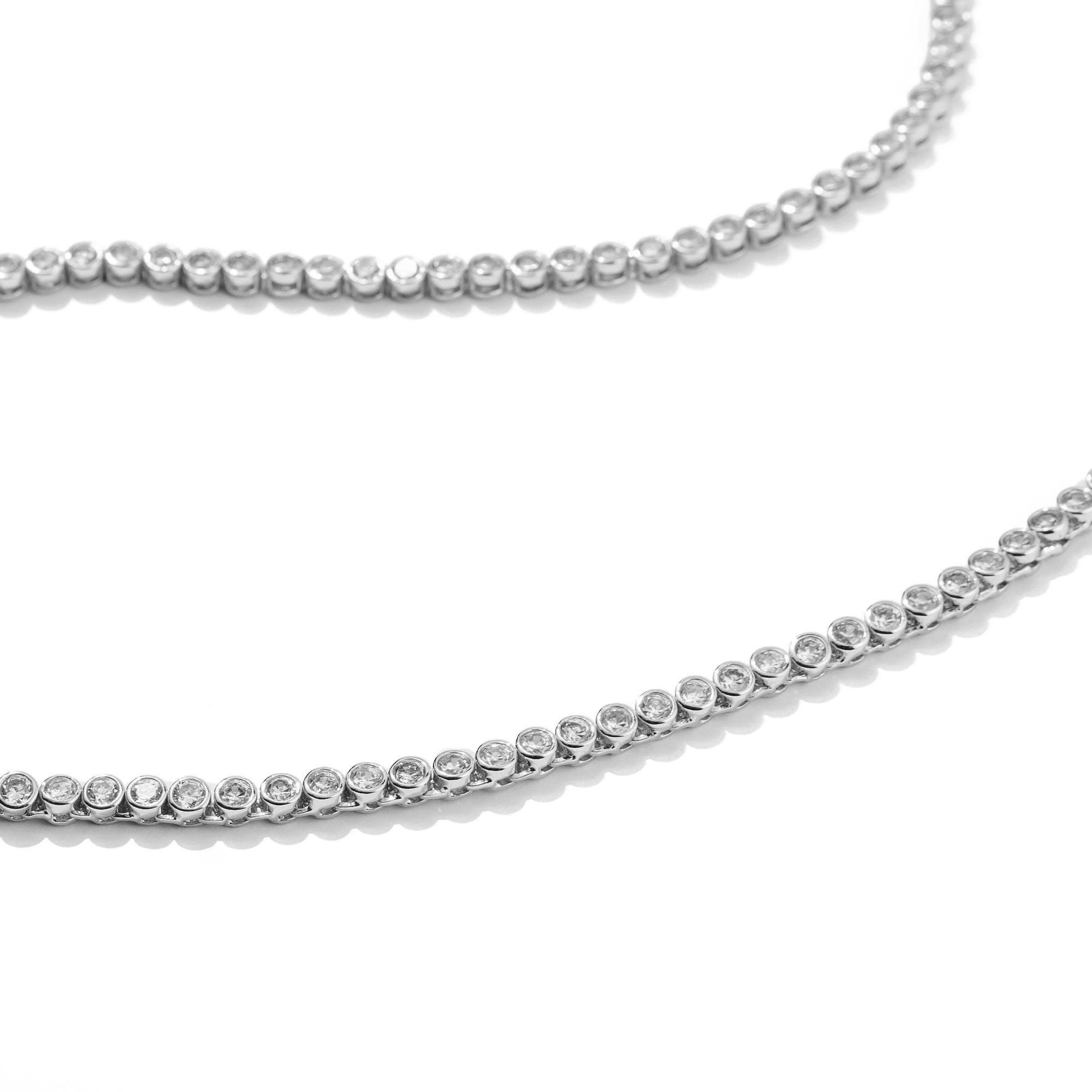 Demi-Fine Silver Tennis Necklace