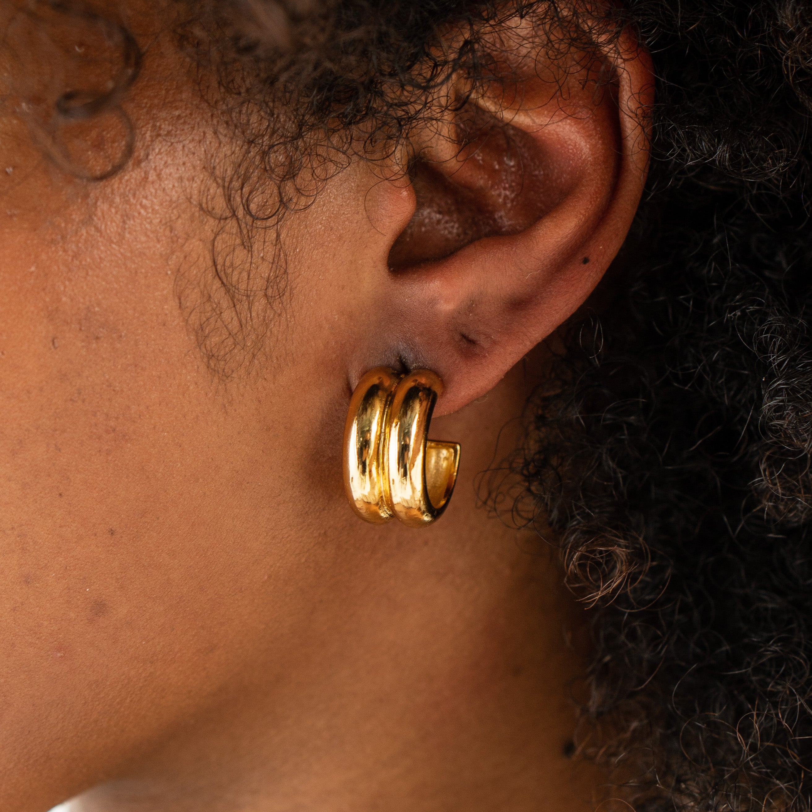 Twin Gold Hoops medium