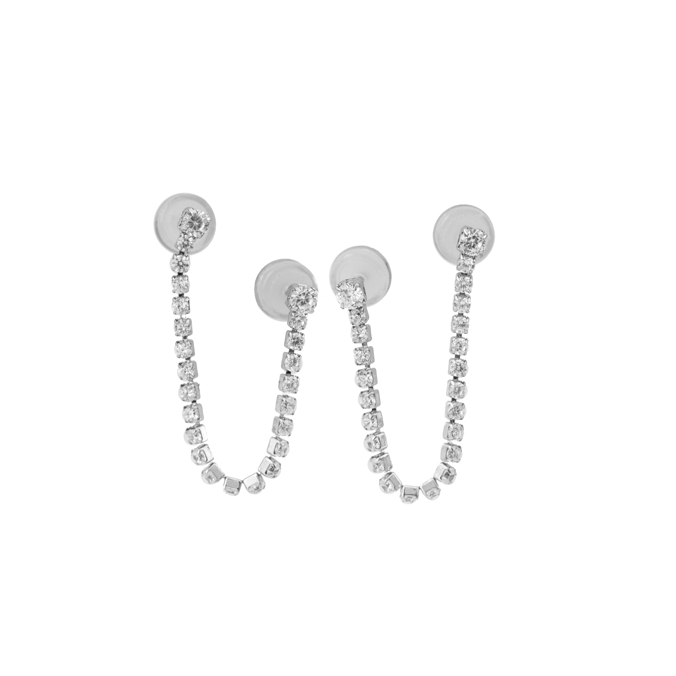 Tennis Double Studs Silver