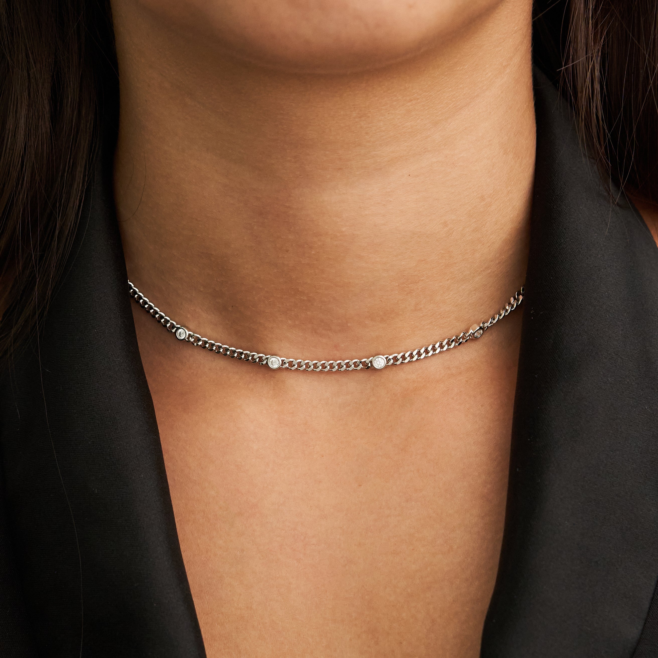 Demi-Fine Silver CZ Dainty Choker