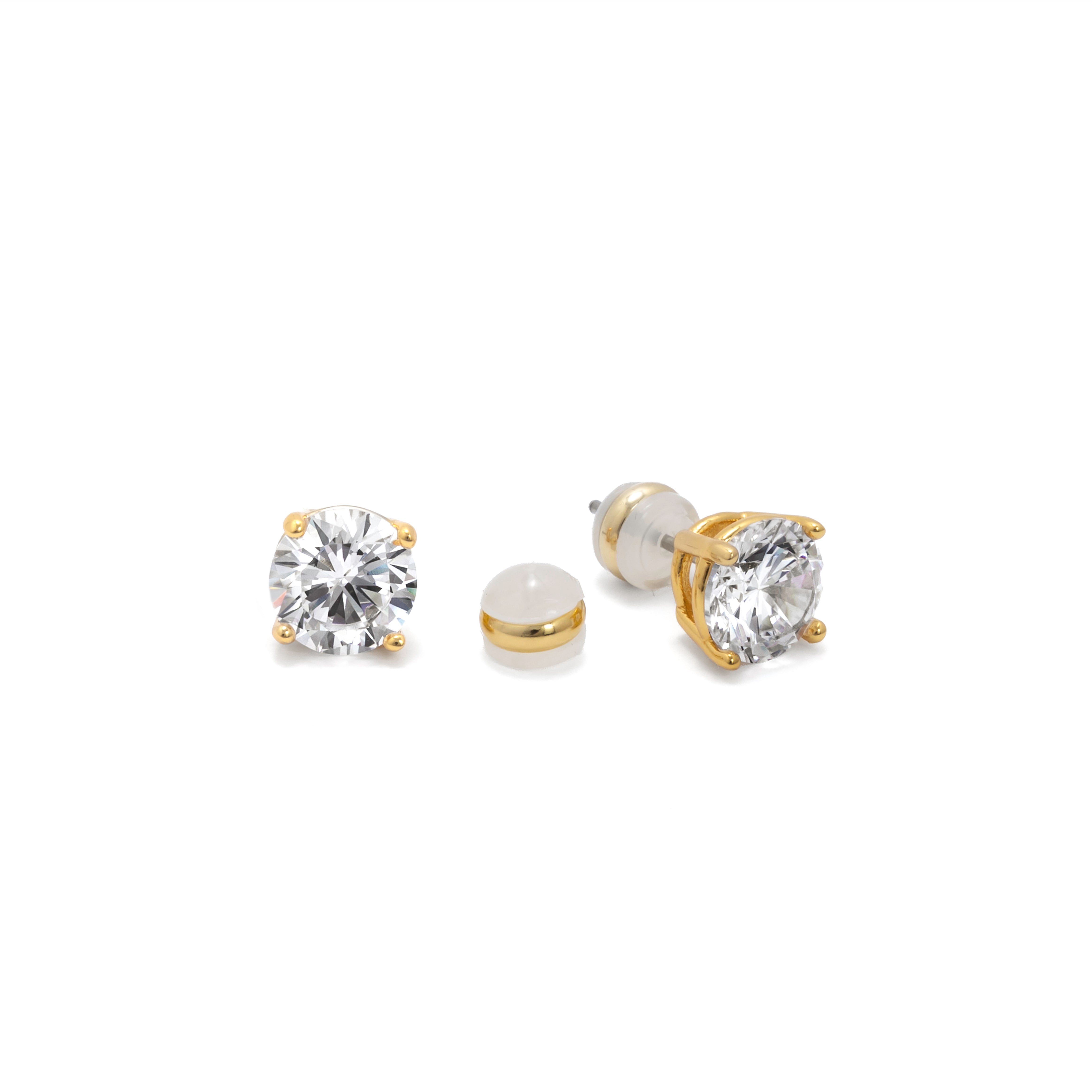 Demi-Fine 8mm Round Solitaire Stud Earrings – Gold