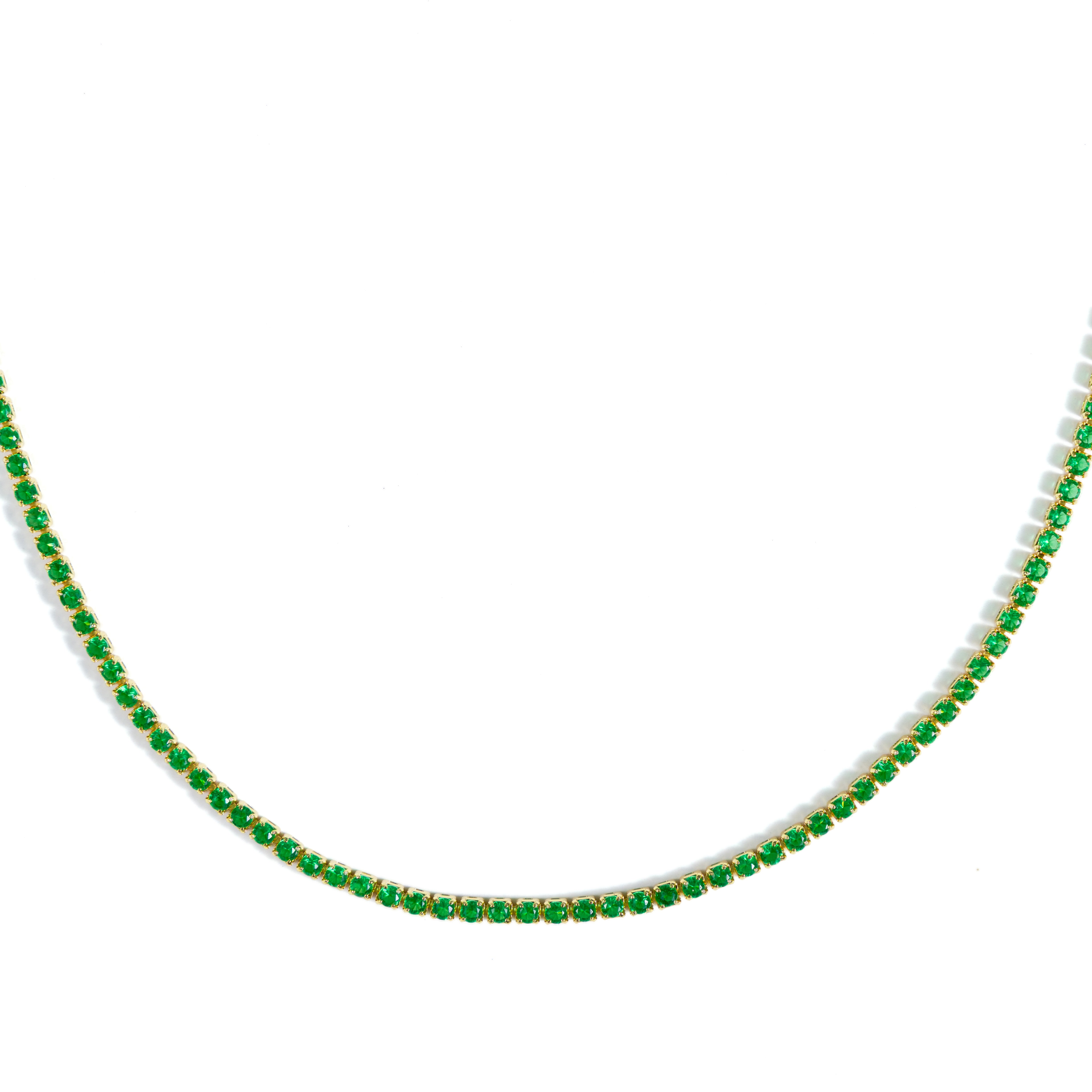 Tennis Choker Gold Green emerald