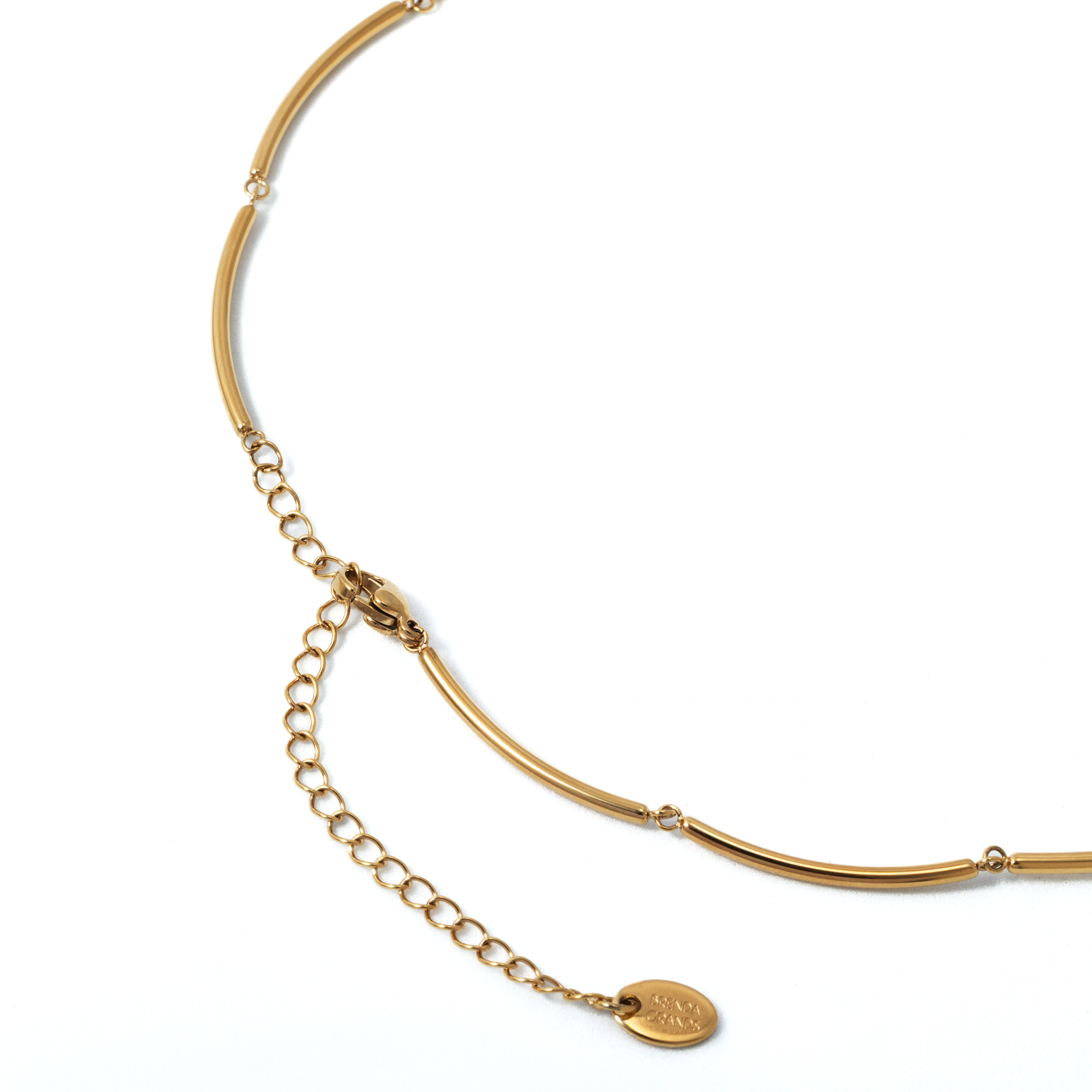 18K Gold Oval Crystal Collar Necklace