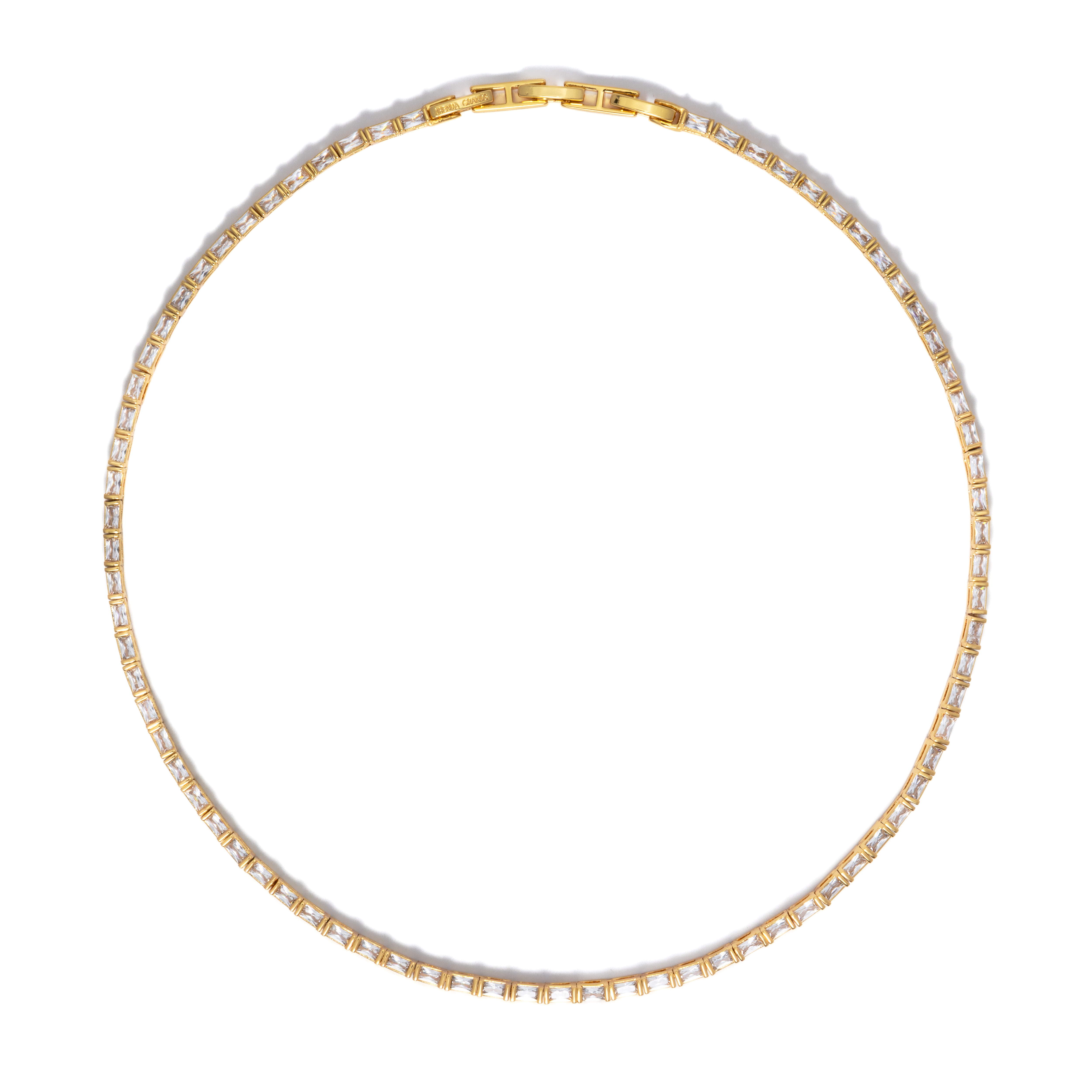 18K Gold Baguette Tennis Necklace
