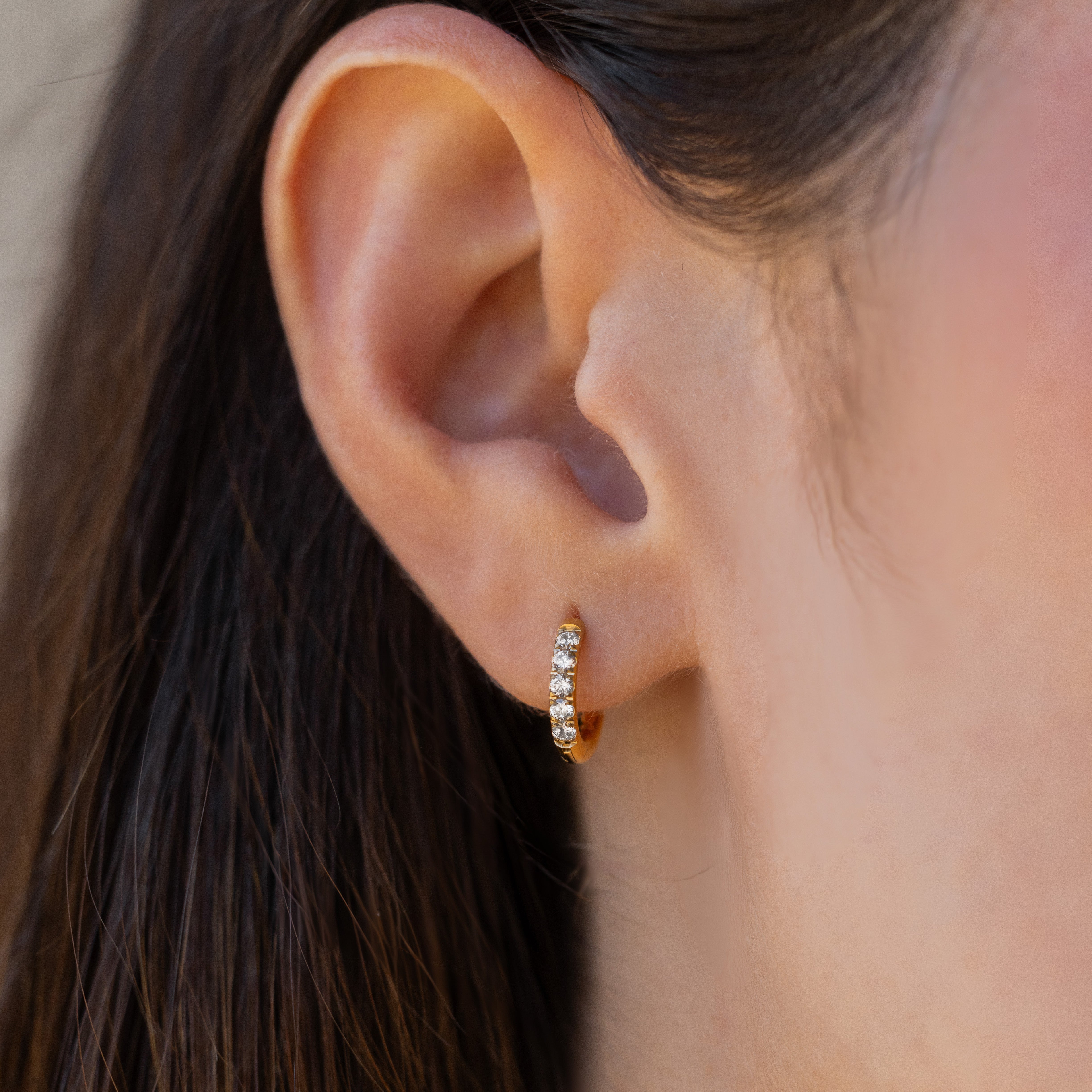waterproof 11mm CZ huggie hoop earrings