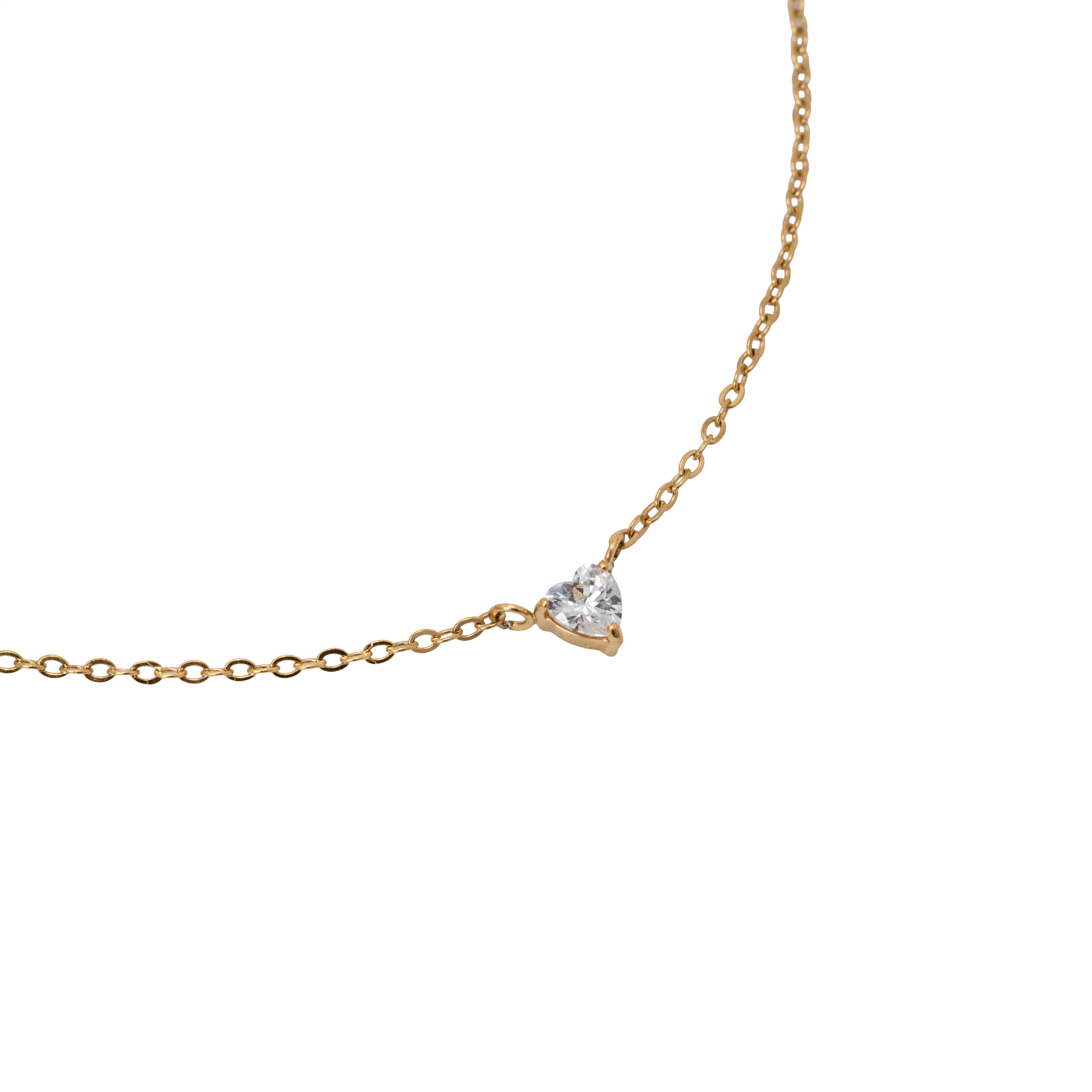 Waterproof 4mm Heart Solitaire Necklace
