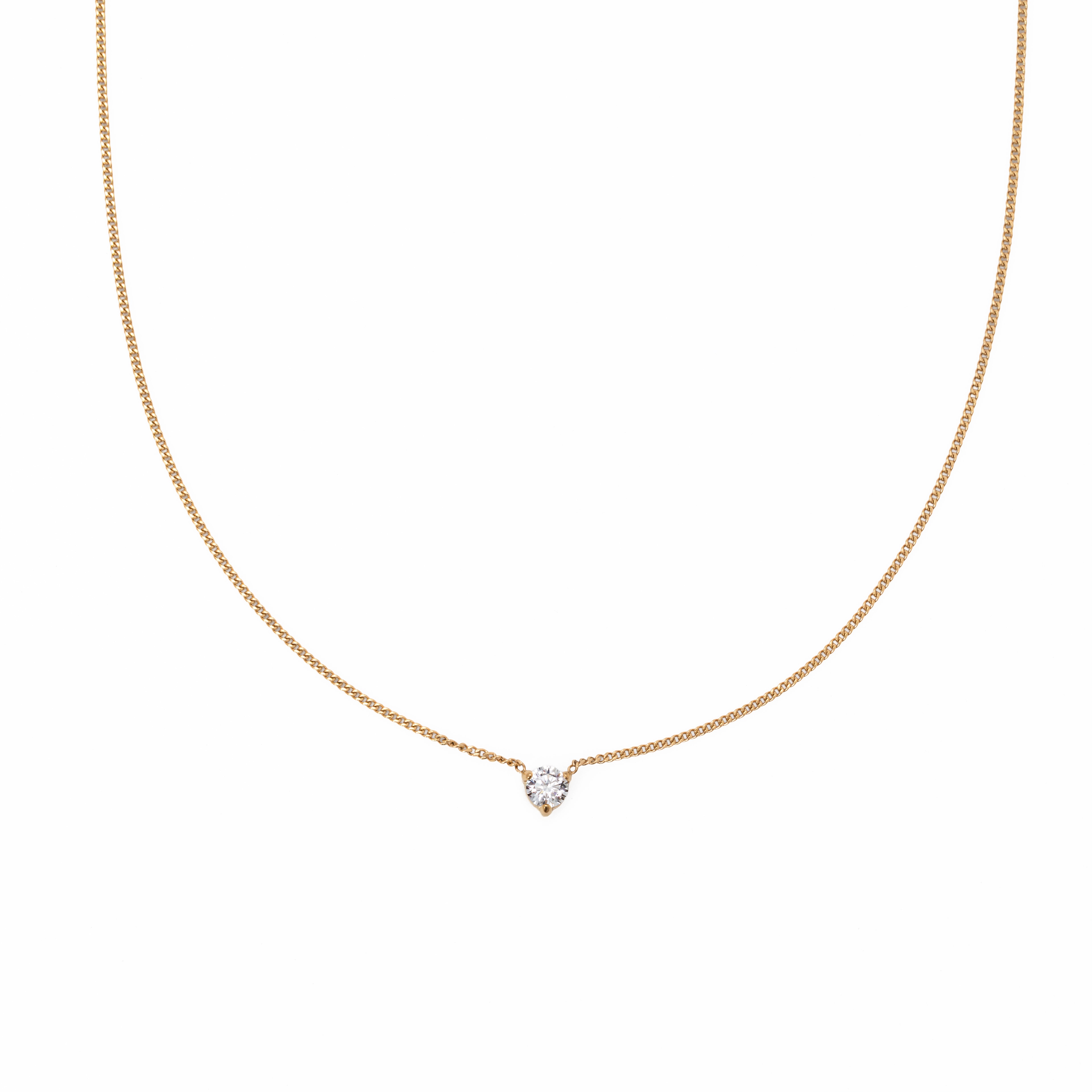 Waterproof 4mm Round Brilliant 5A CZ Solitaire Necklace