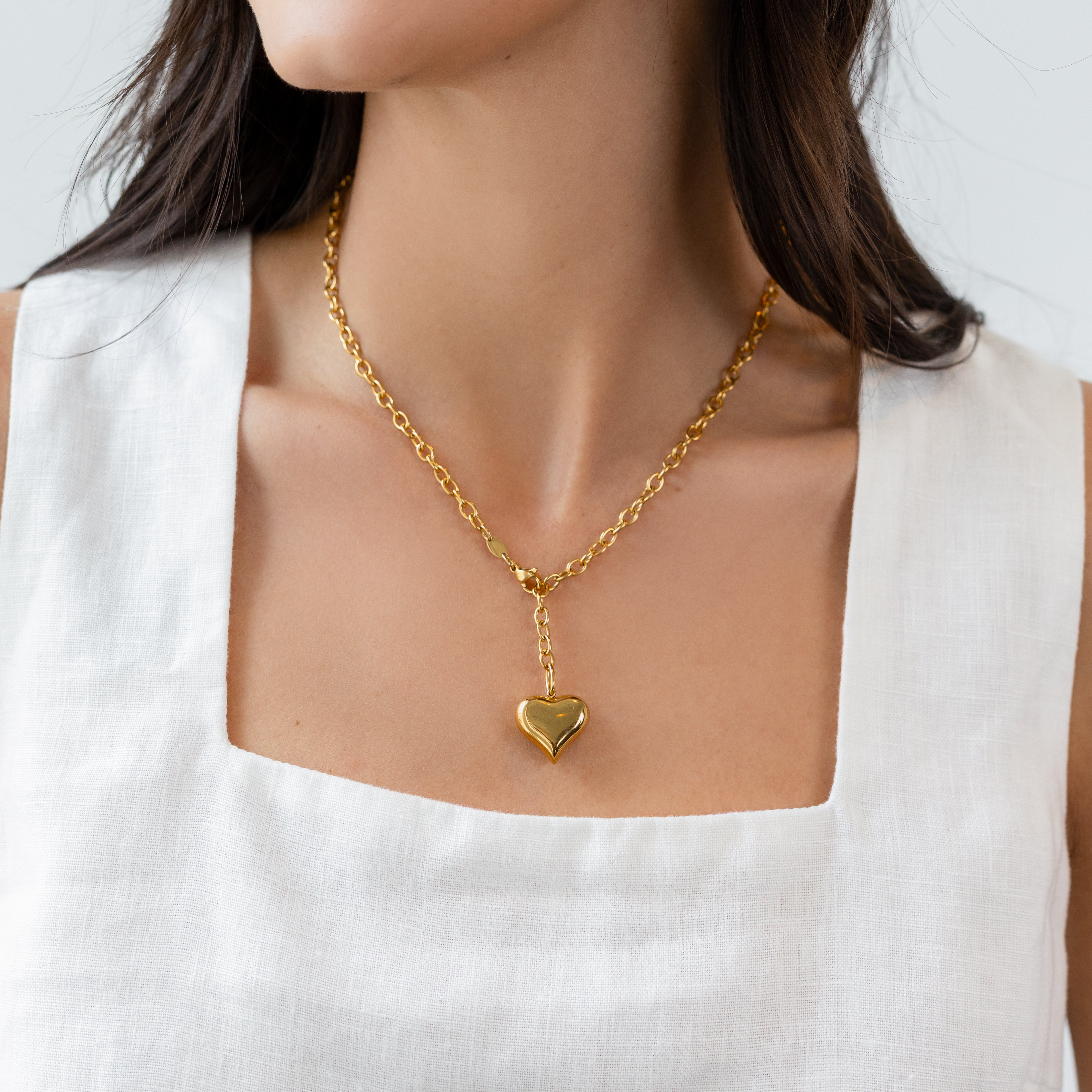 Waterproof Puffy Heart Medium Necklace