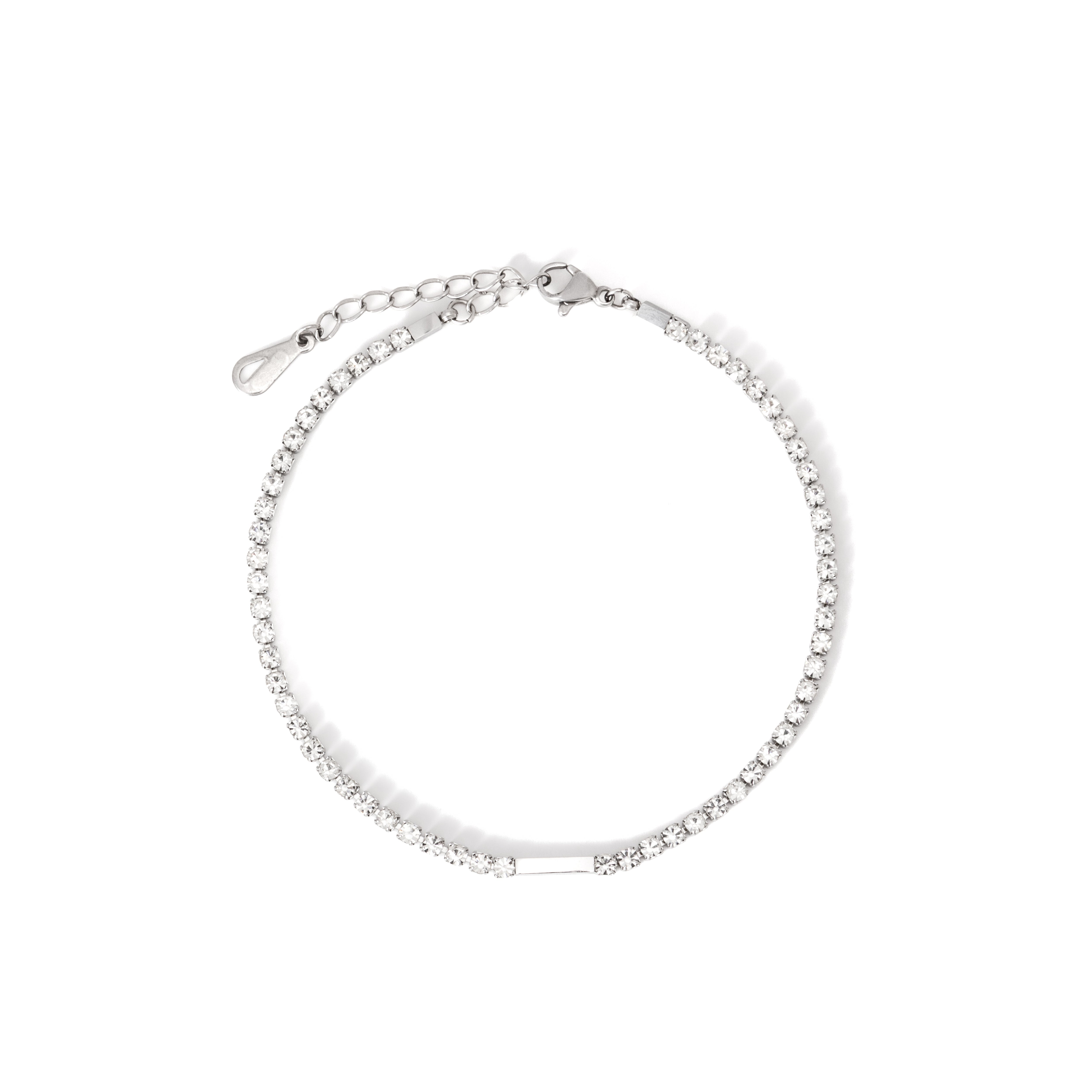 Waterproof Silver Round Brilliant Tennis Anklet