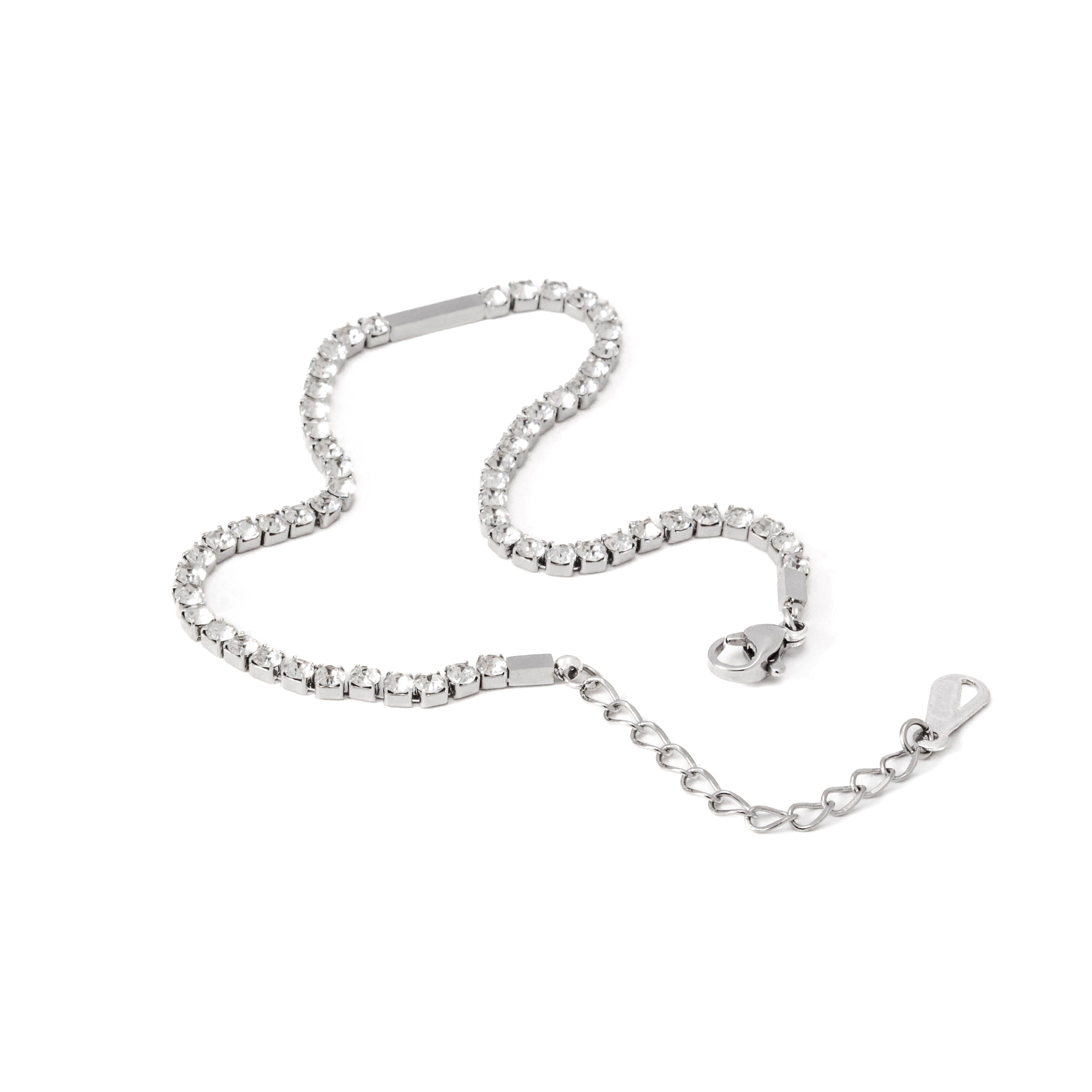 Waterproof Silver Round Brilliant Tennis Anklet