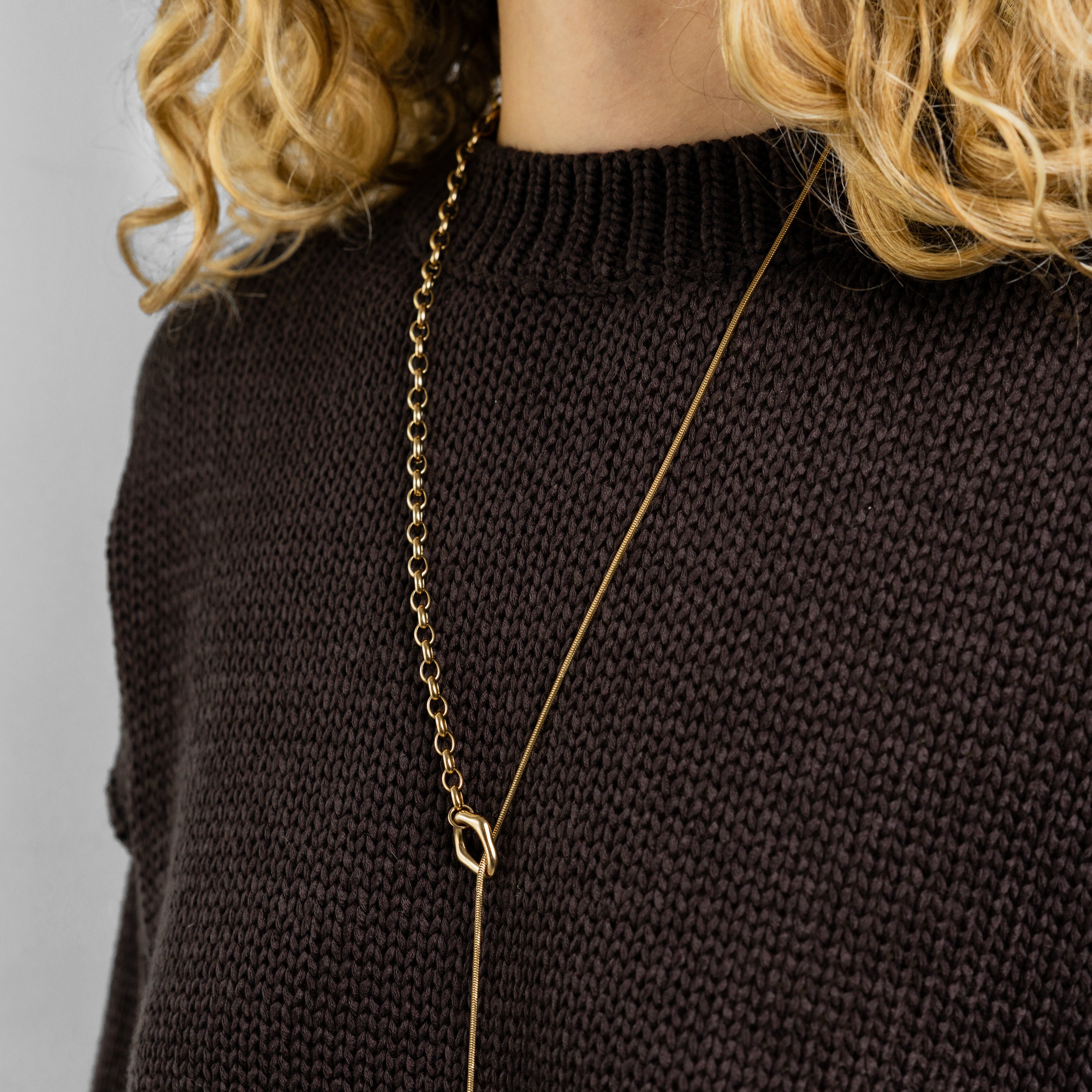 Waterproof Gold Dual Chain Toggle Necklace
