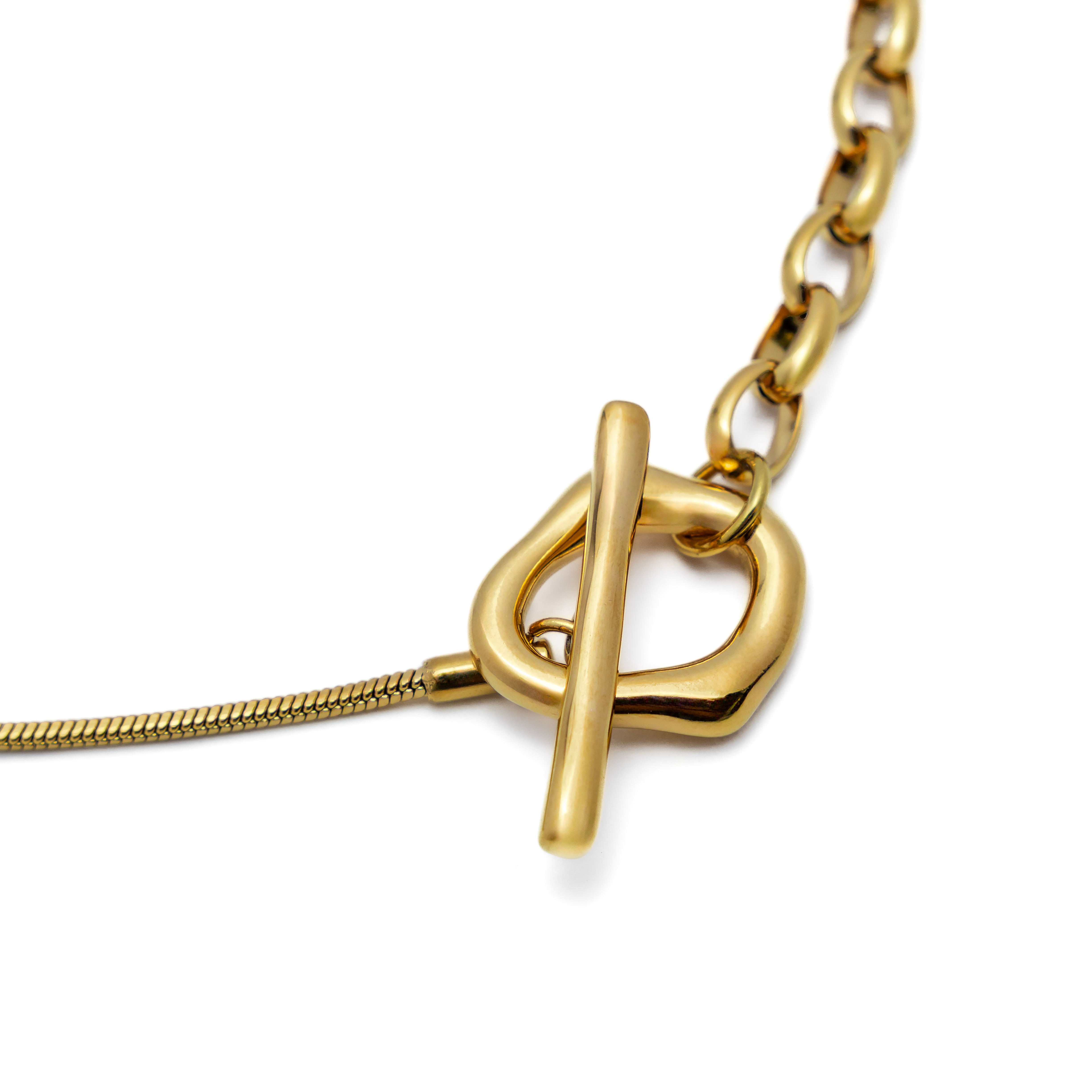 Waterproof Gold Dual Chain Toggle Necklace