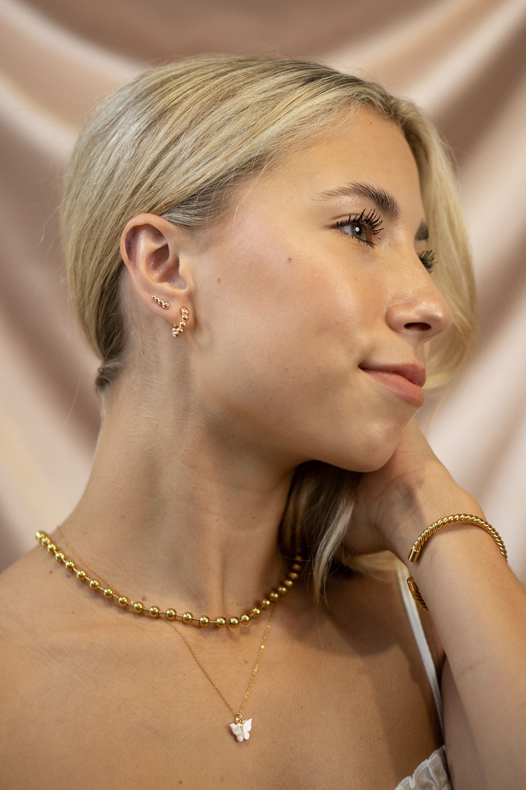 Beaded Earclimber Studs