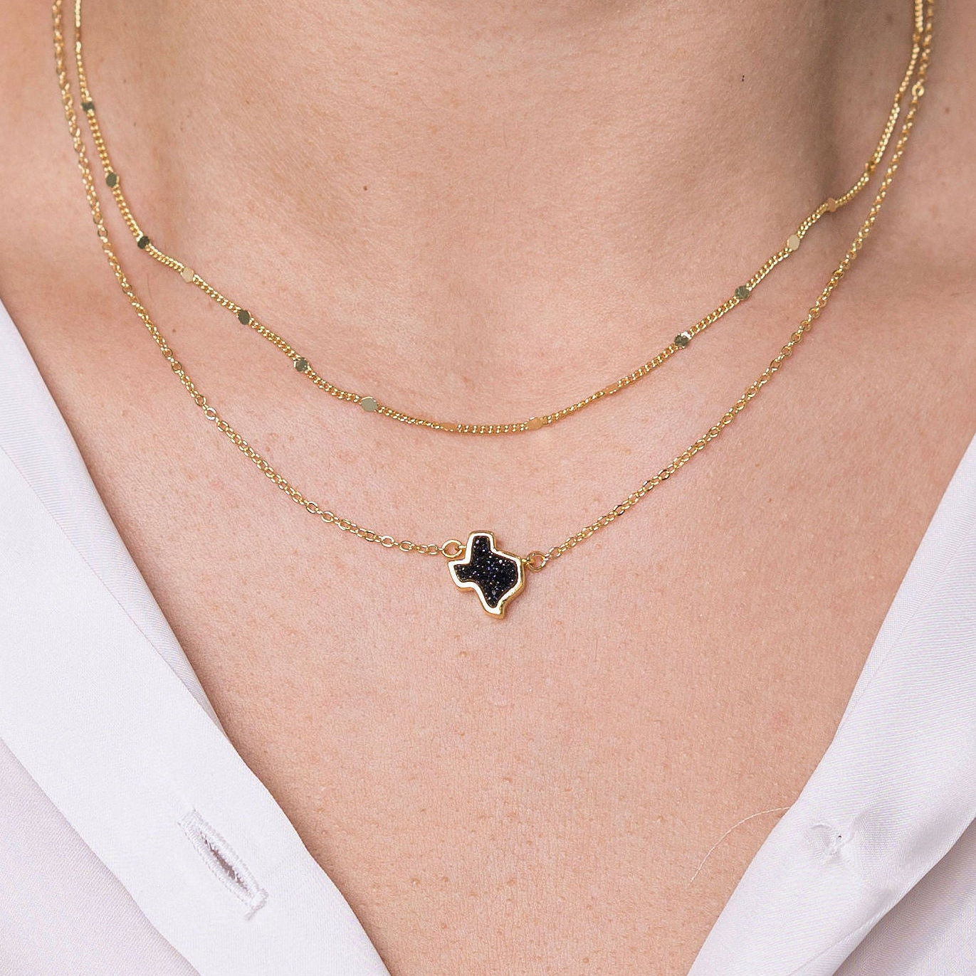 Texas Druzy Necklace in Black