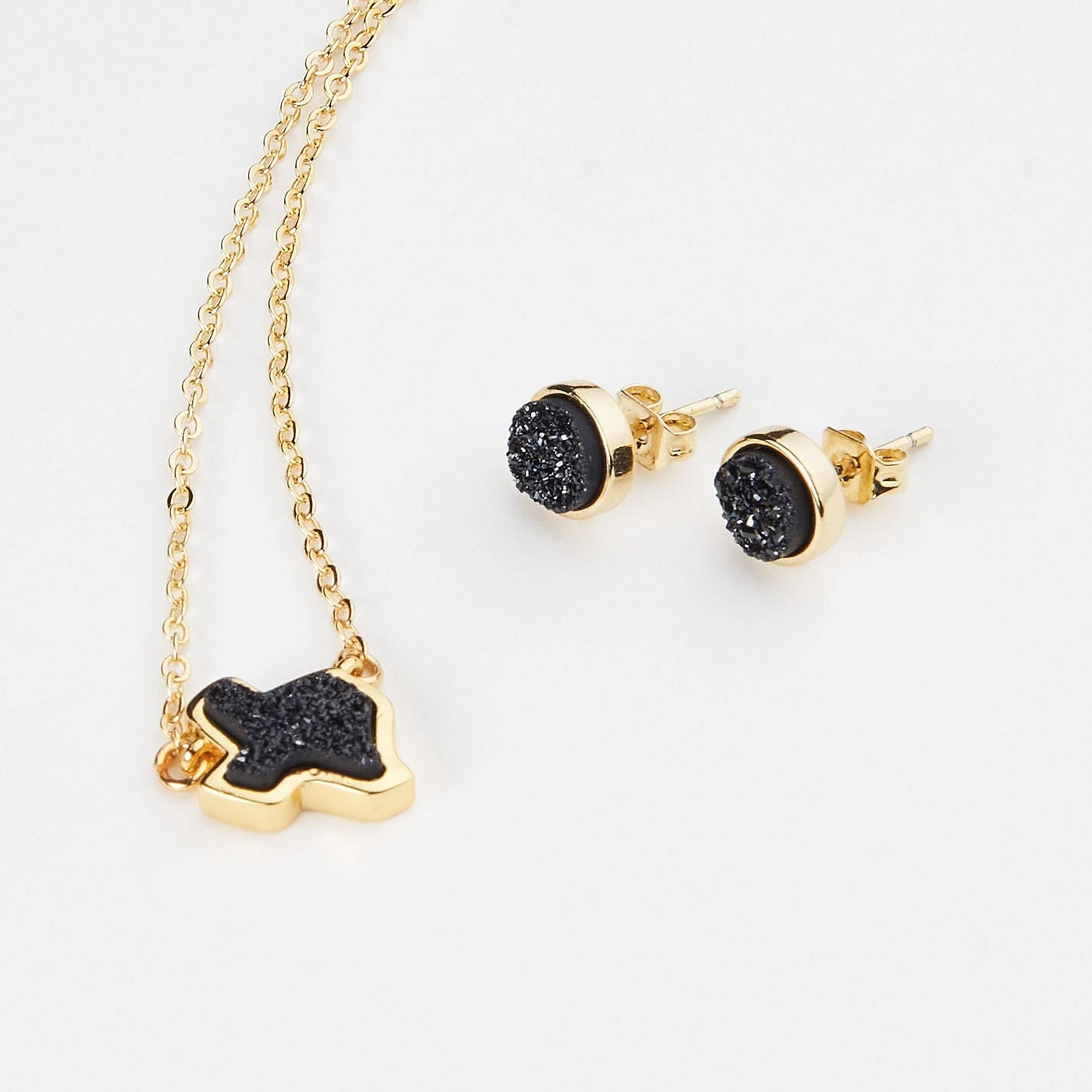 Texas Druzy Necklace in Black