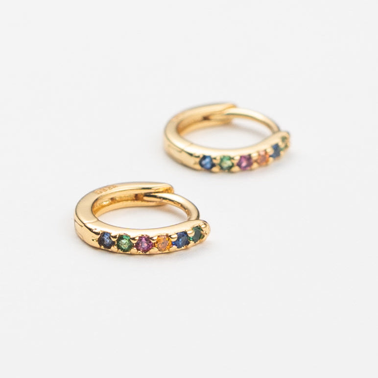 18K Gold Multi-Colored Crystal Huggies