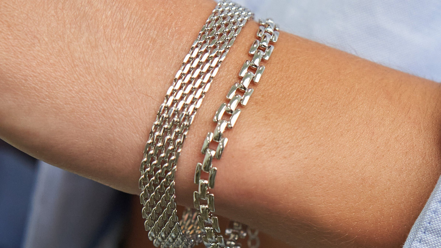 Silver Squared Chain Bracelet