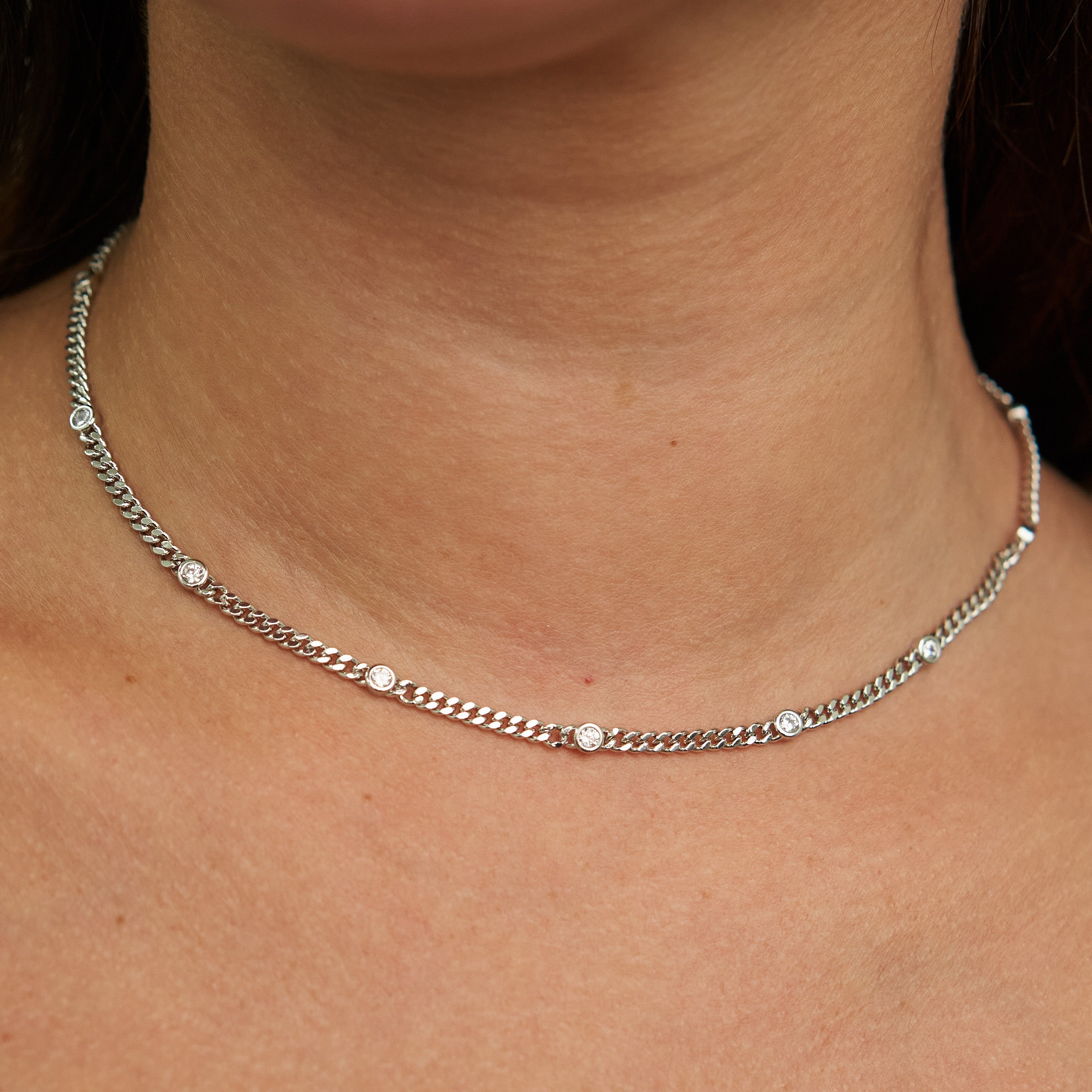Demi-Fine Silver CZ Dainty Choker