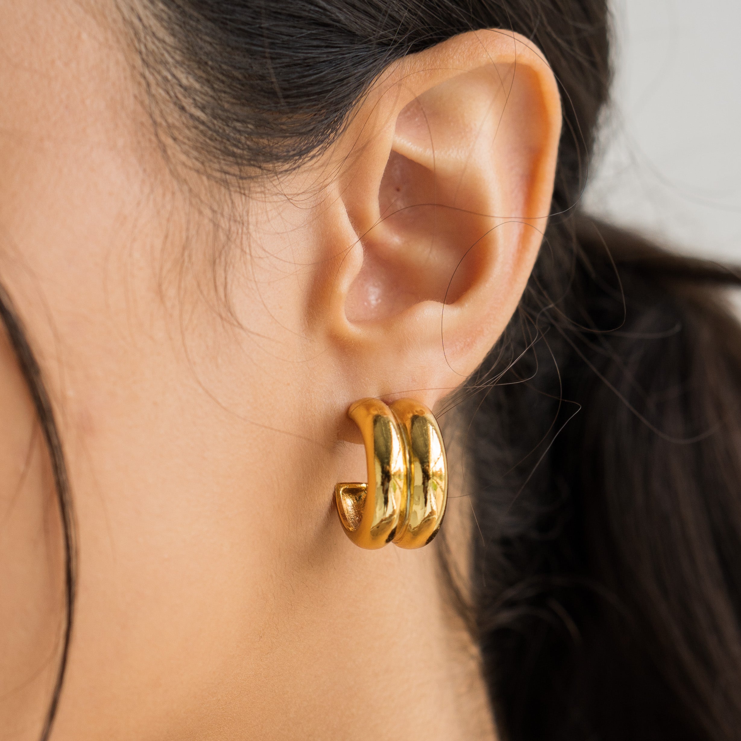 Twin Gold Hoops medium