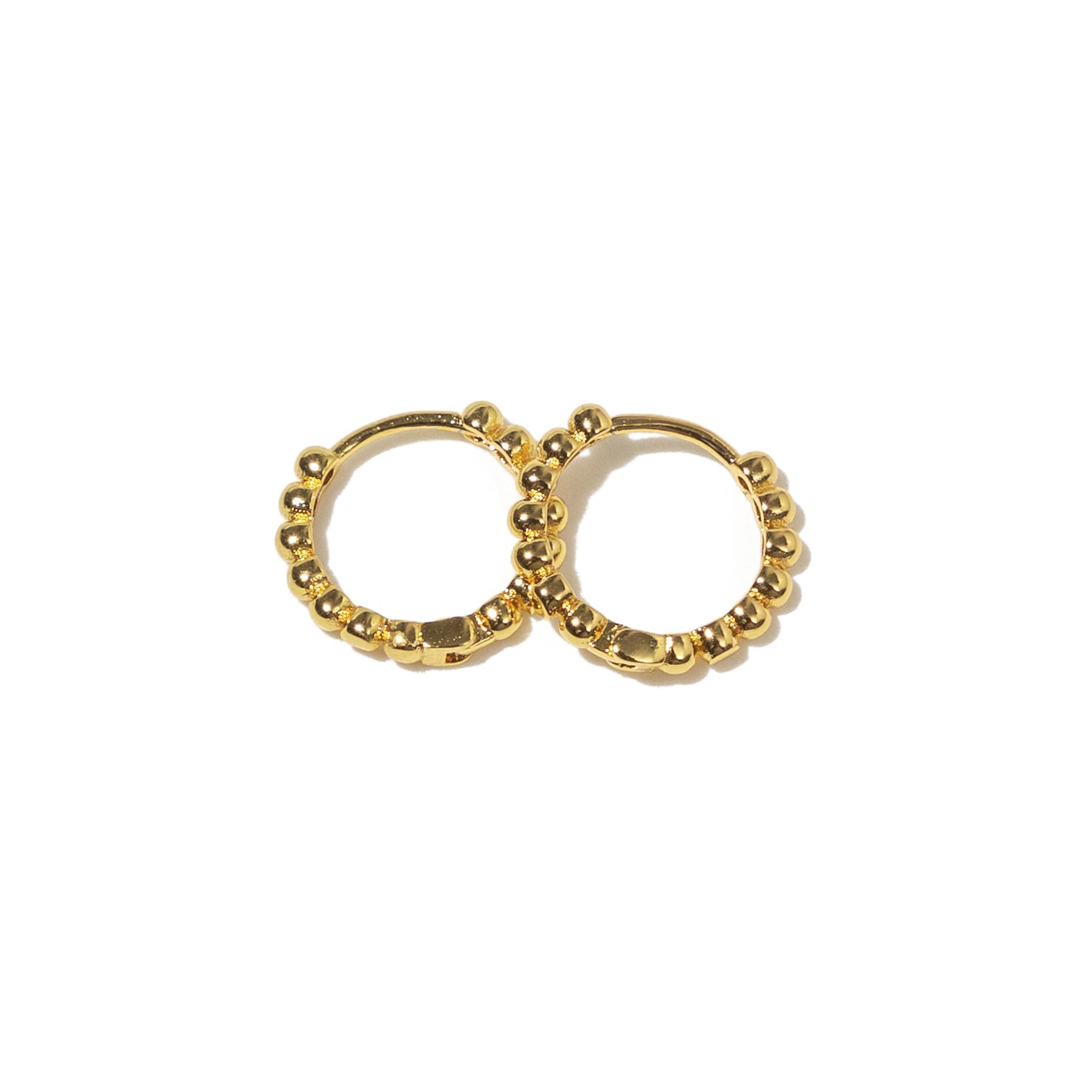 18K Gold Dainty Beaded Hoops