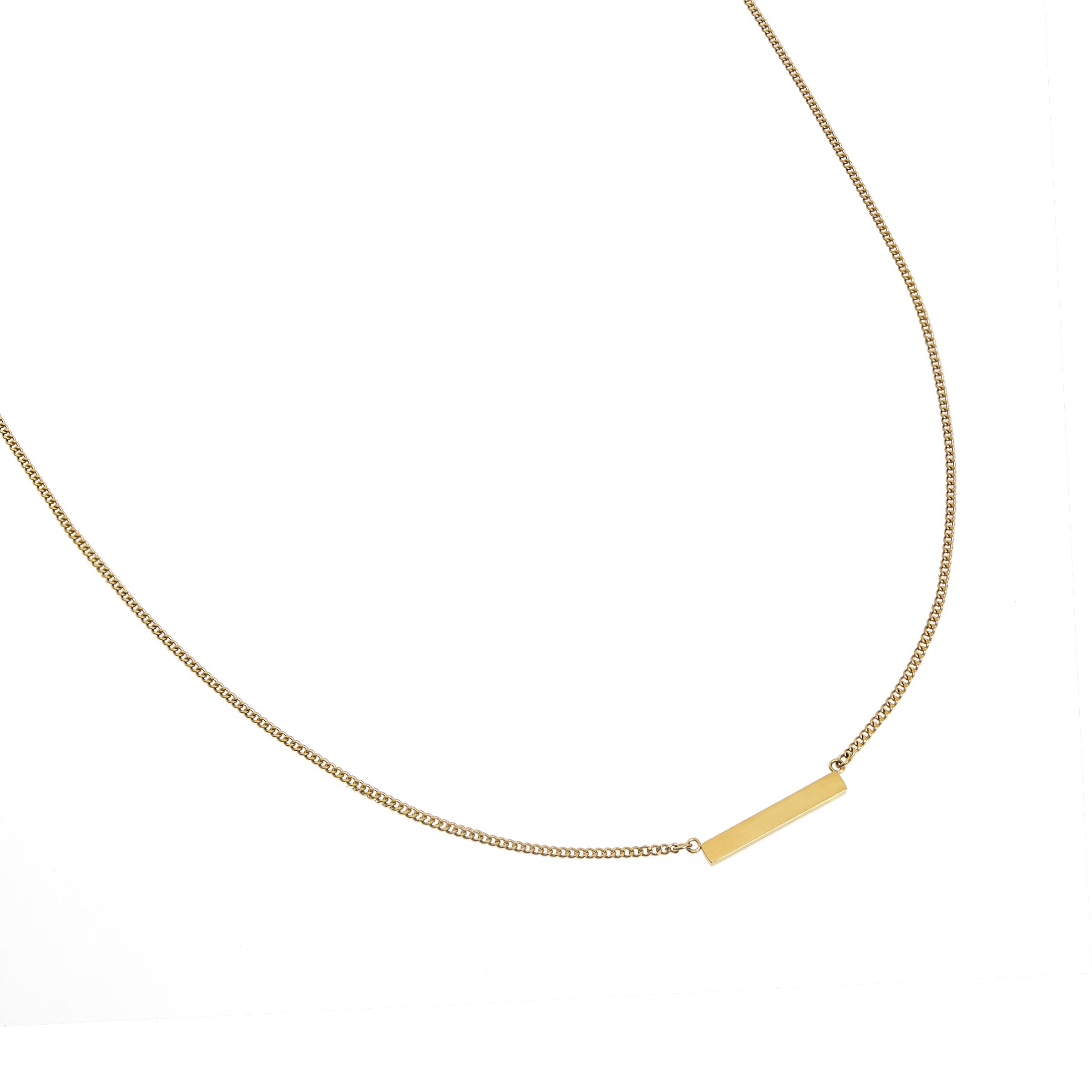 Waterproof Gold Personalized Bar Necklace Mini