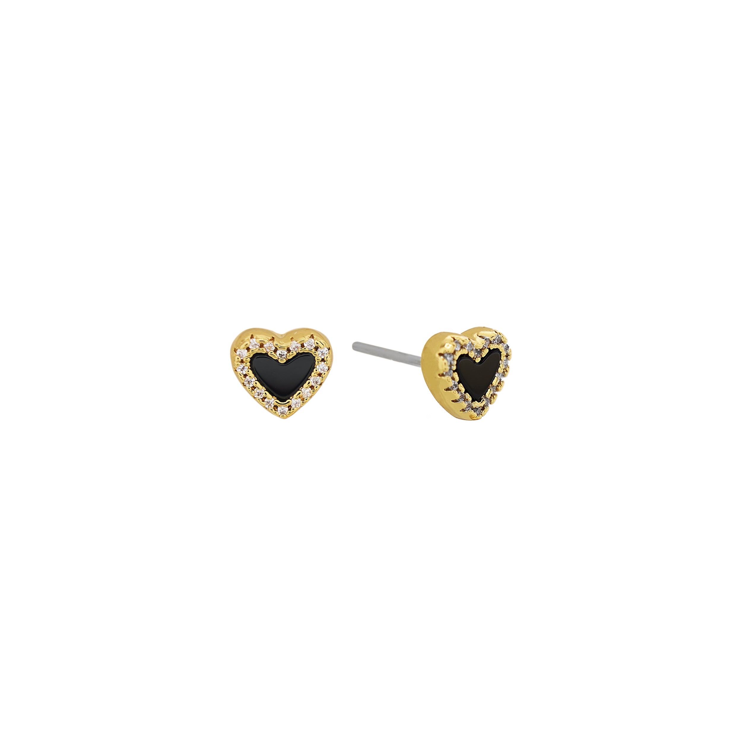 The Tiny Onyx Heart Studs