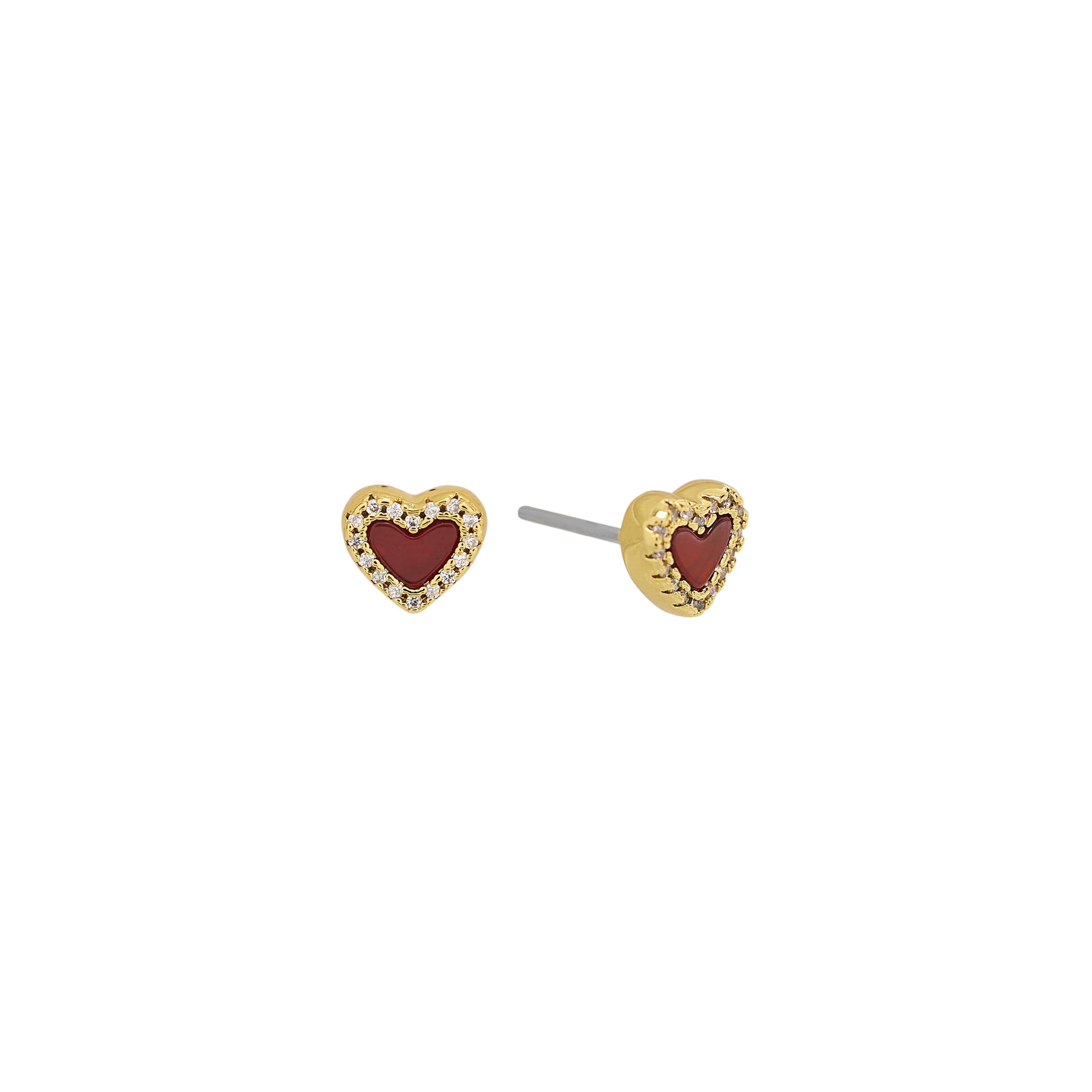 The Tiny Burgundy Heart Agate Studs