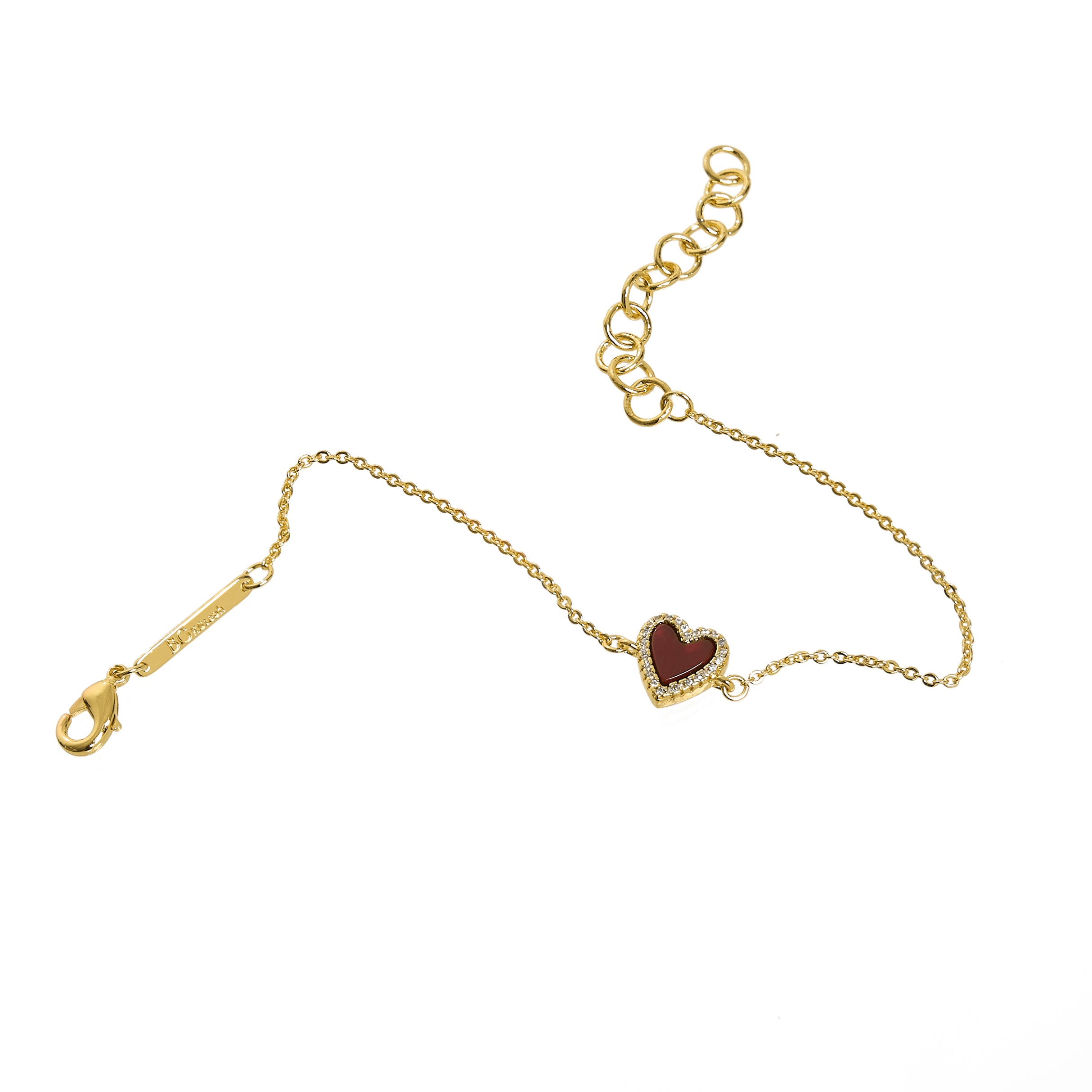 The Tiny Burgundy Agate Heart Bracelet