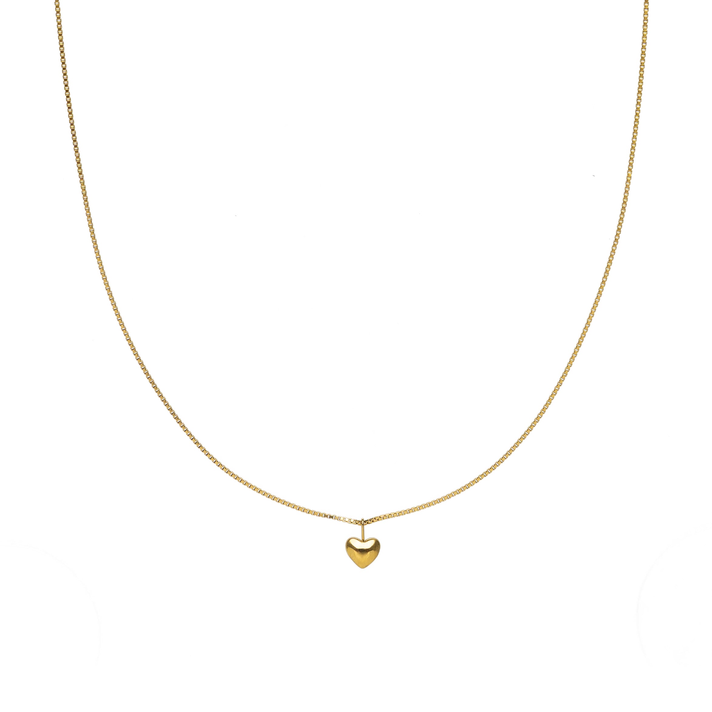 Waterproof Dainty Gold puffy Heart Necklace