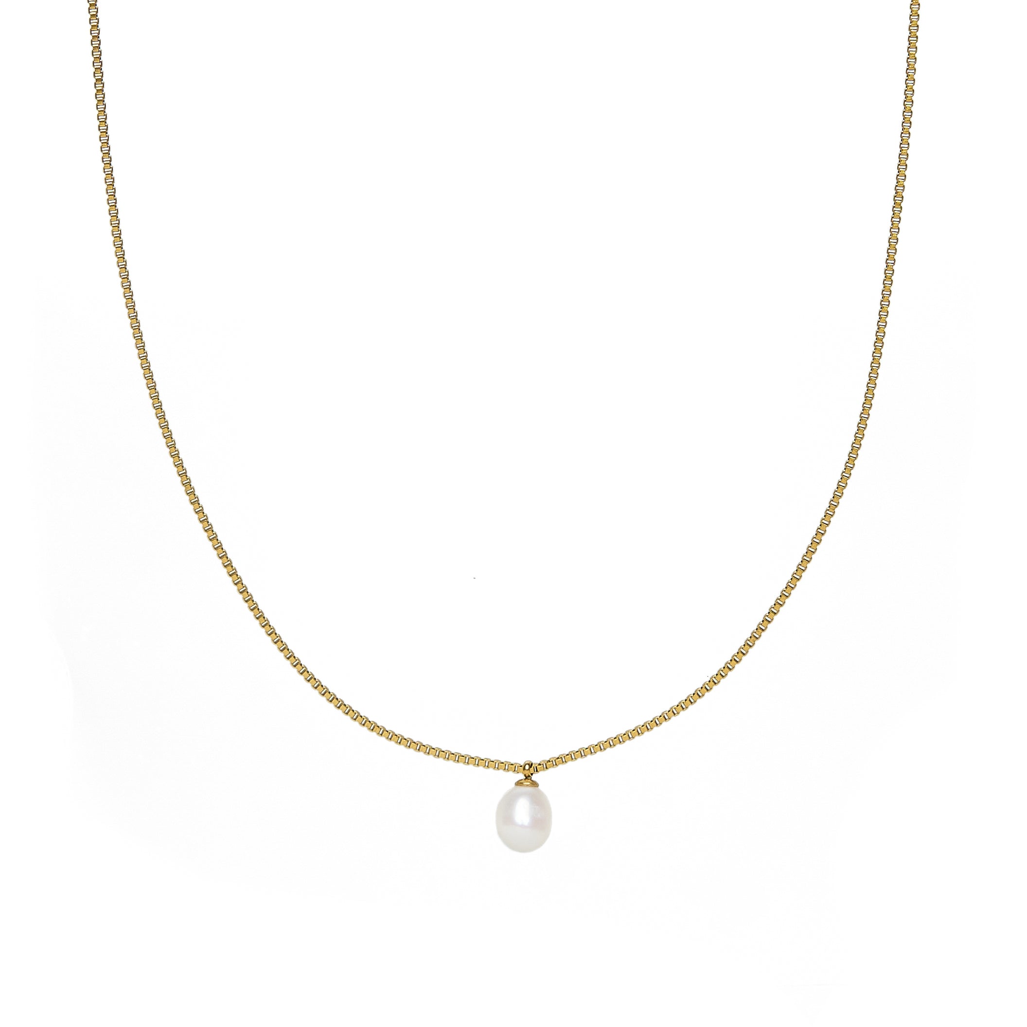 Box Chain Pearl Necklace