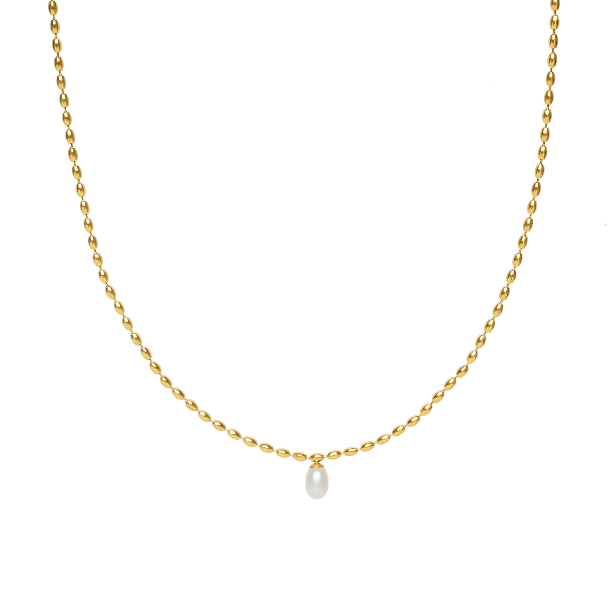 Gold Pearl Pendant Necklace