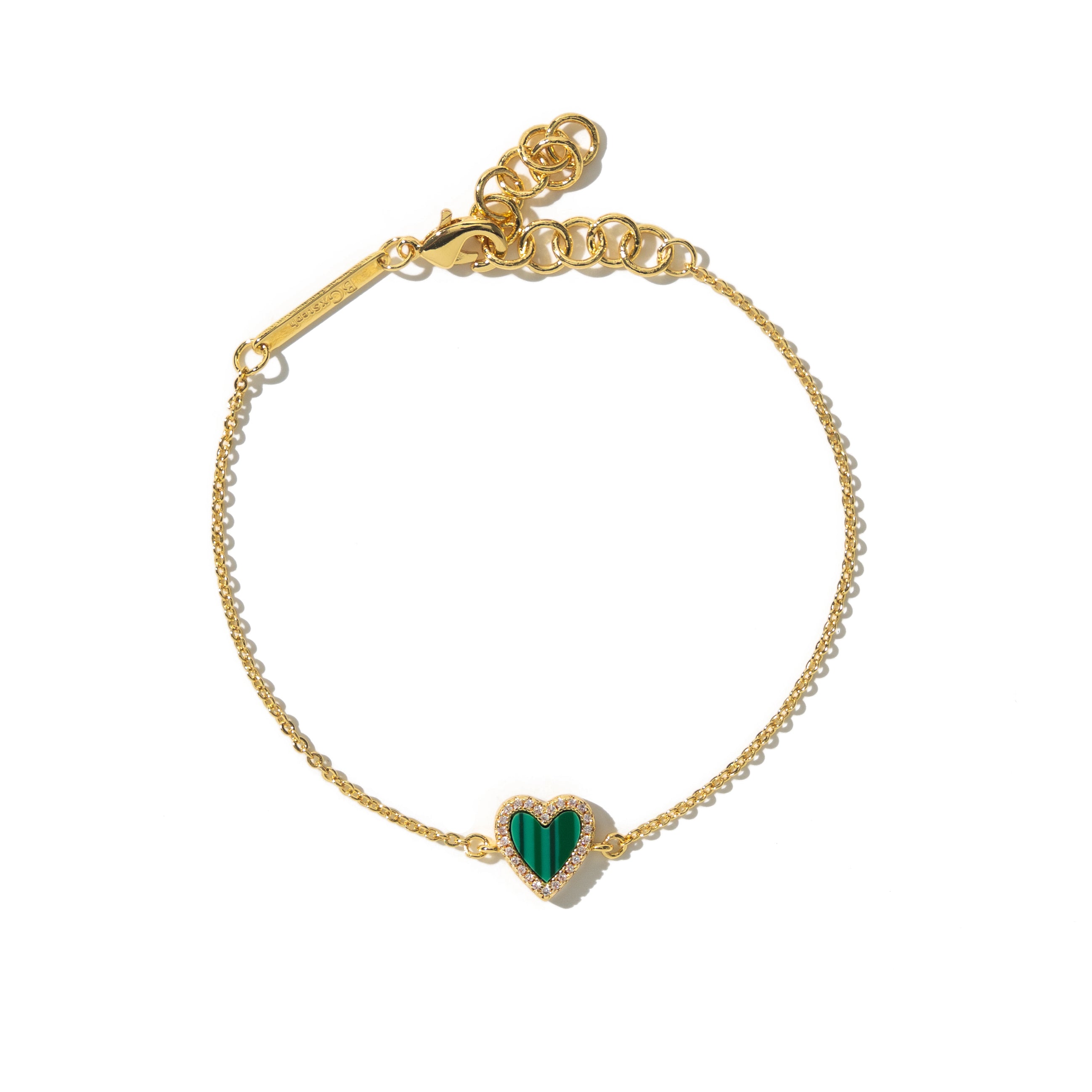 Tiny Malachite Heart Bracelet