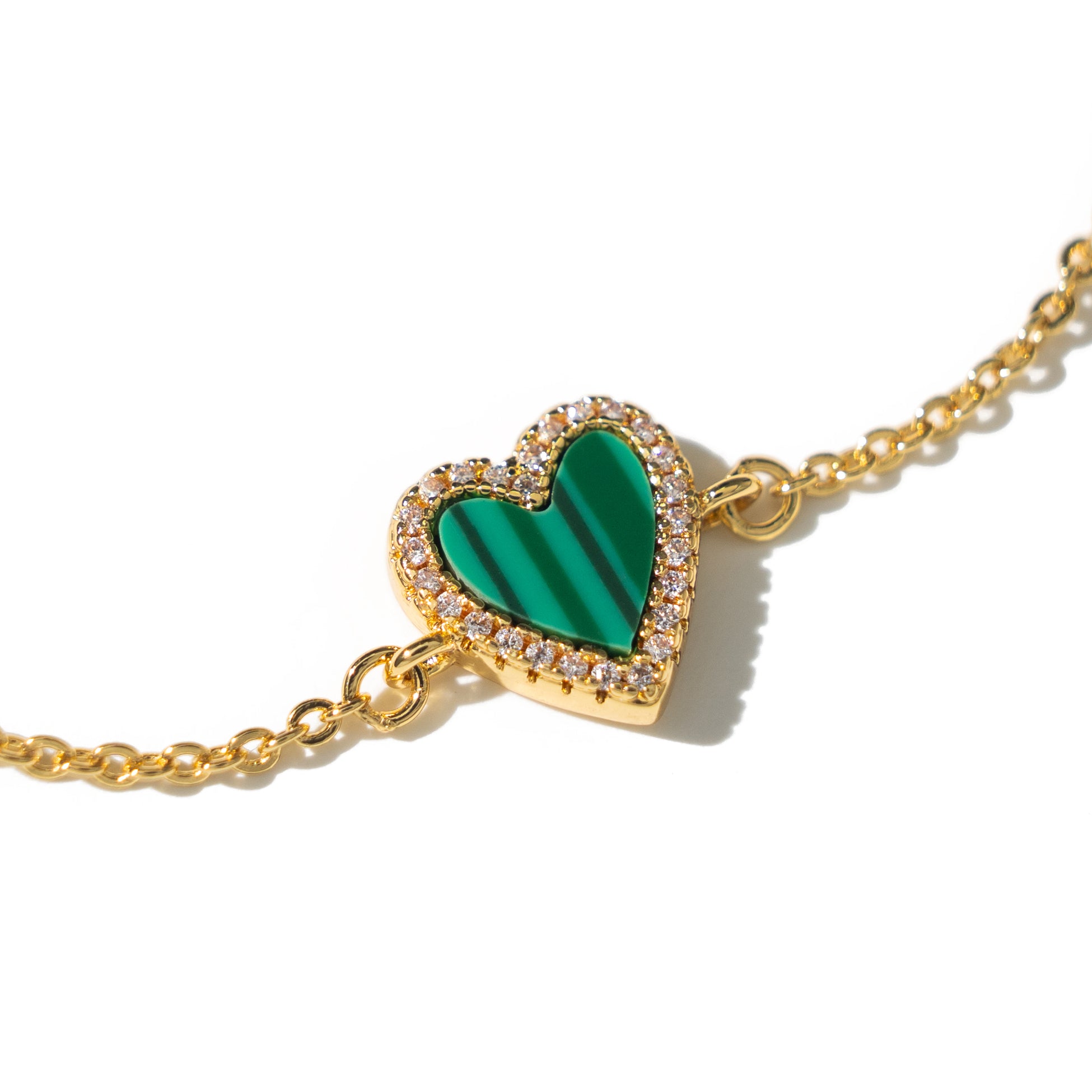 Tiny Malachite Heart Bracelet