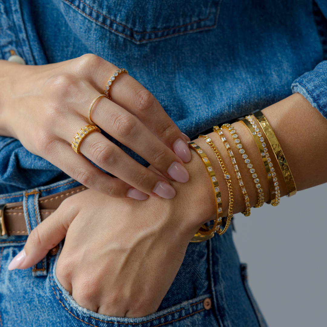 24K Gold Hammered Bangle