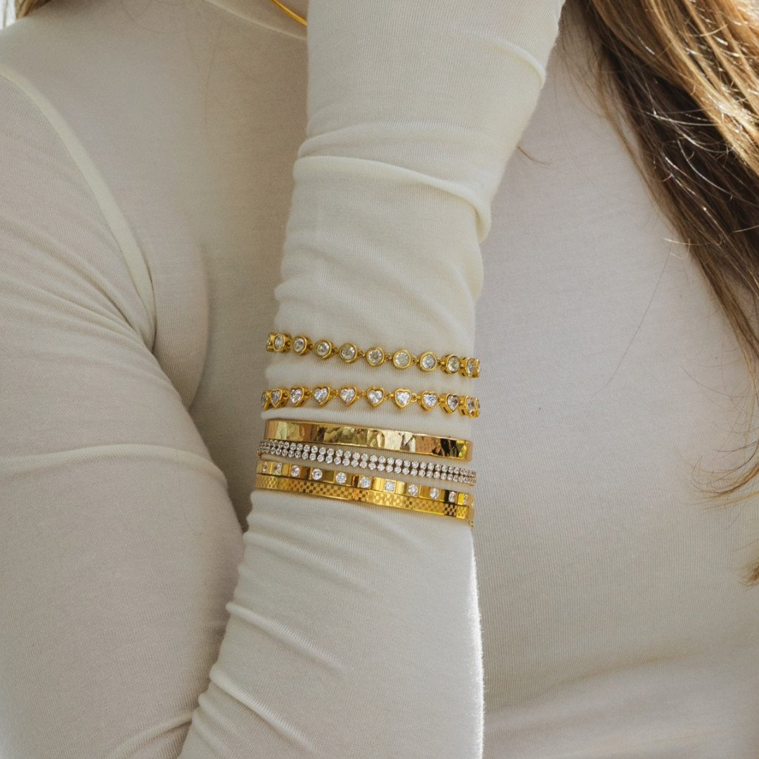24K Gold Hammered Bangle