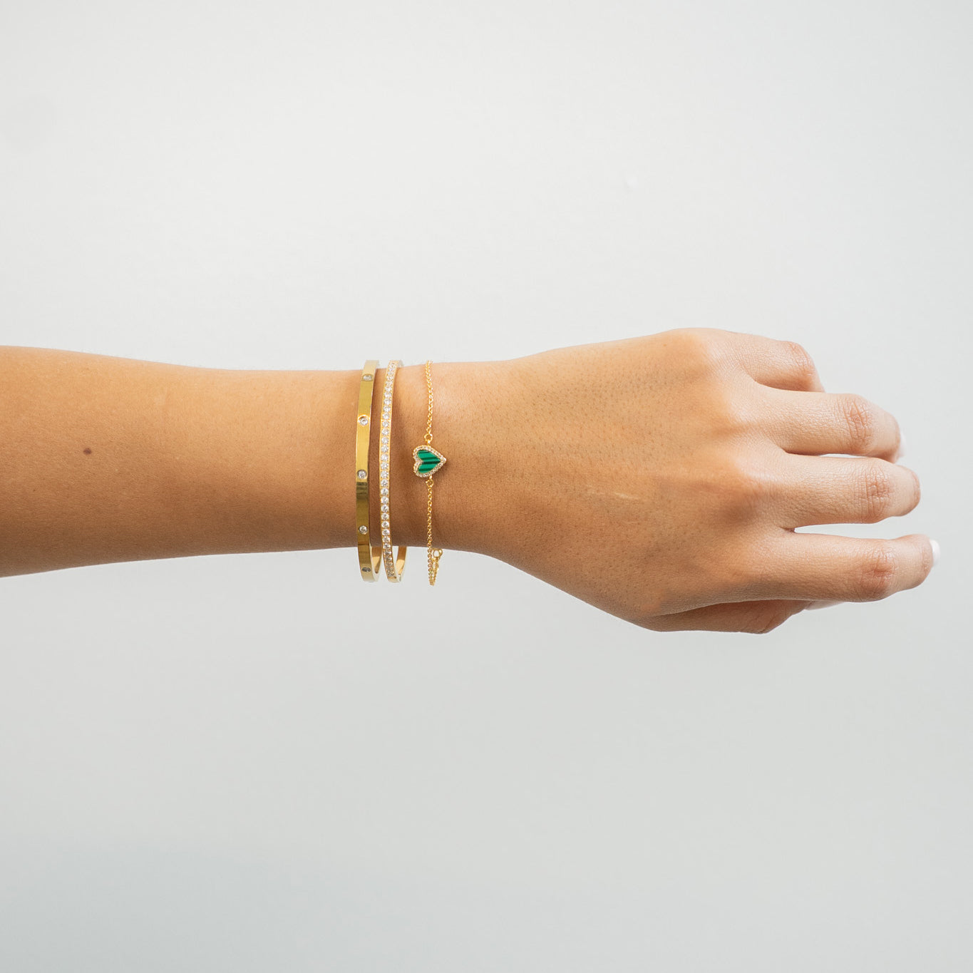 Tiny Malachite Heart Bracelet