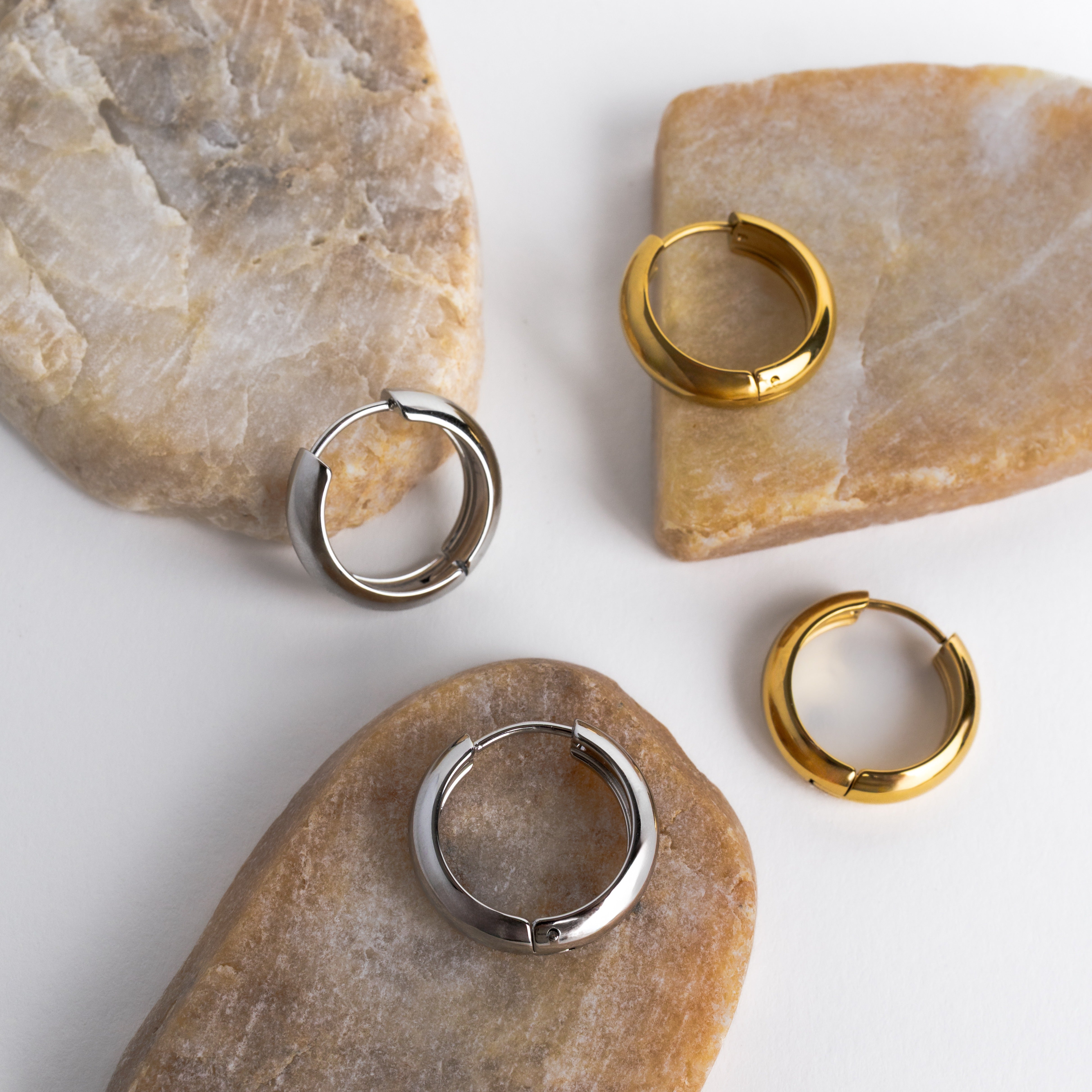 Waterproof 19mm Silver Everyday Hoops