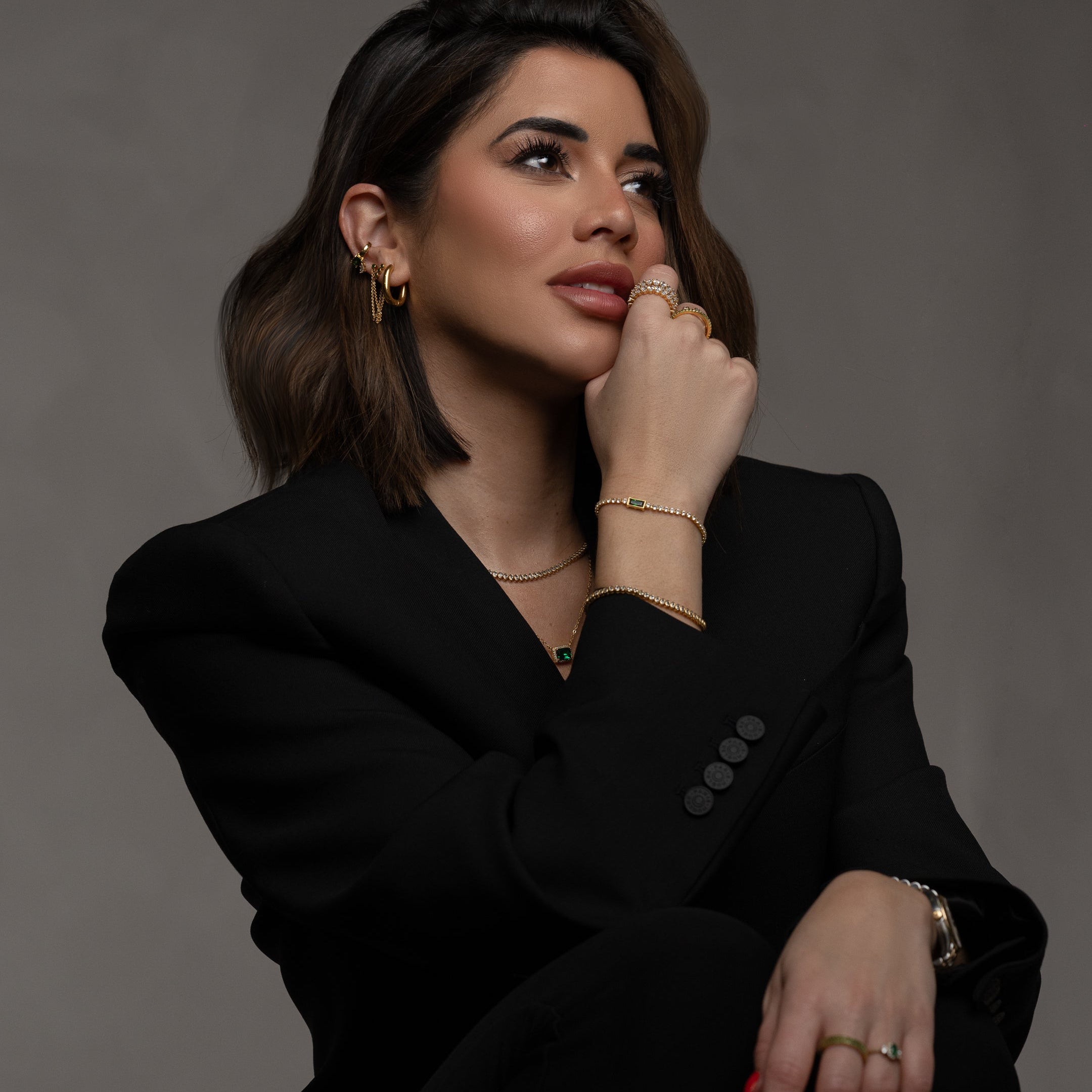 18K Gold Crystal Crown Ring