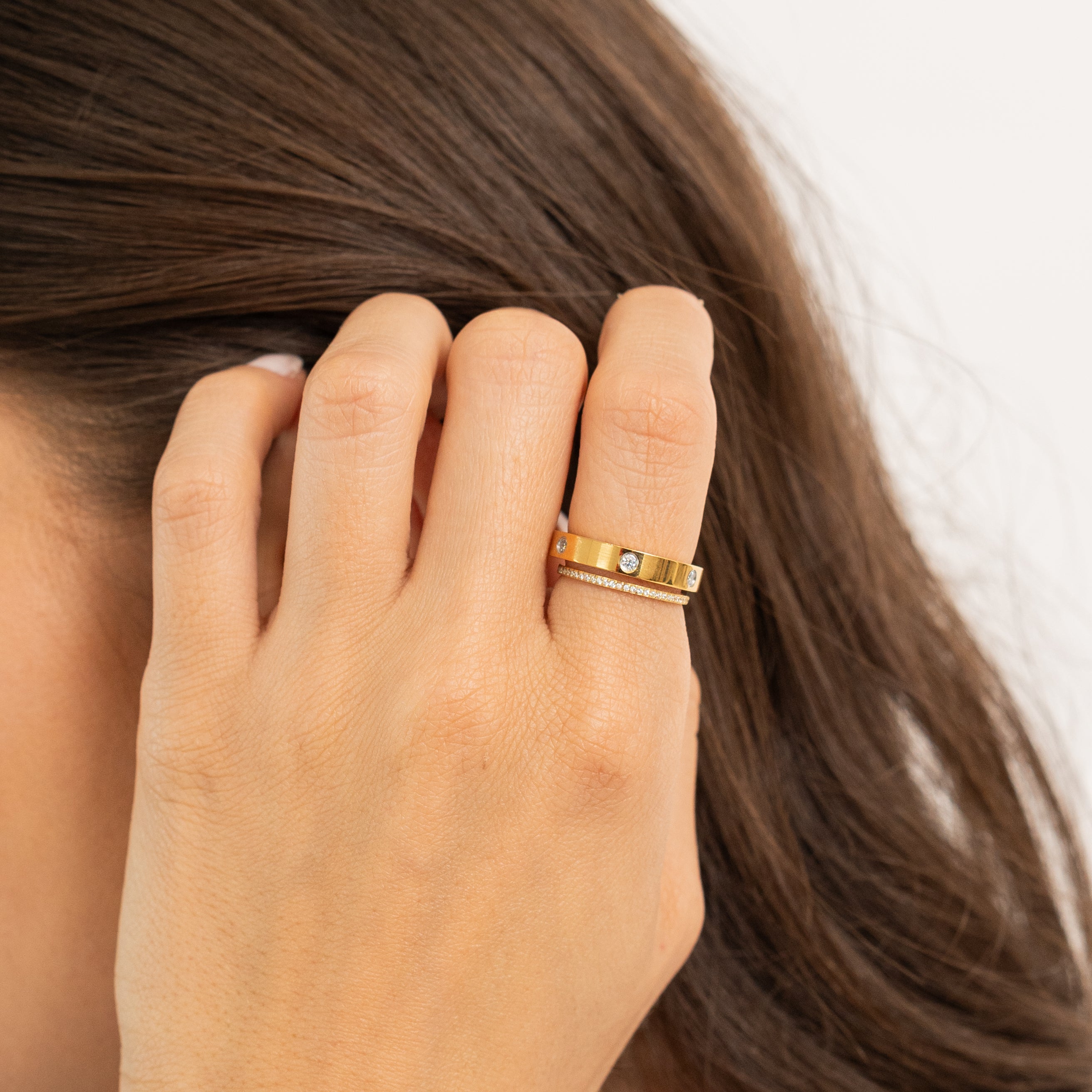 Waterproof Gold Diamond Ring Band