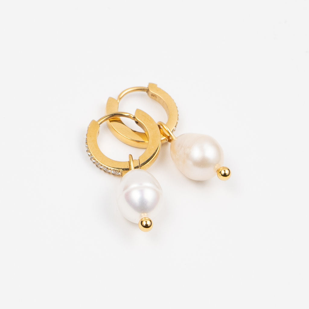 Waterproof Crystal Pearl Drop Huggies