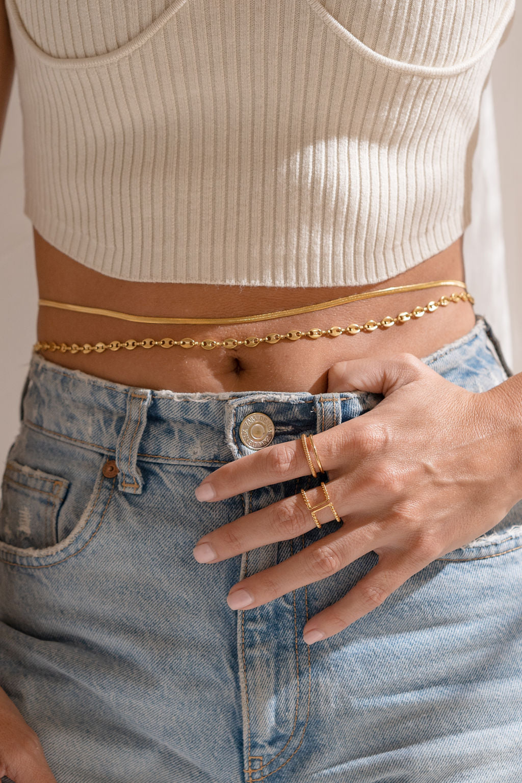 Waterproof Herringbone Belly Chain