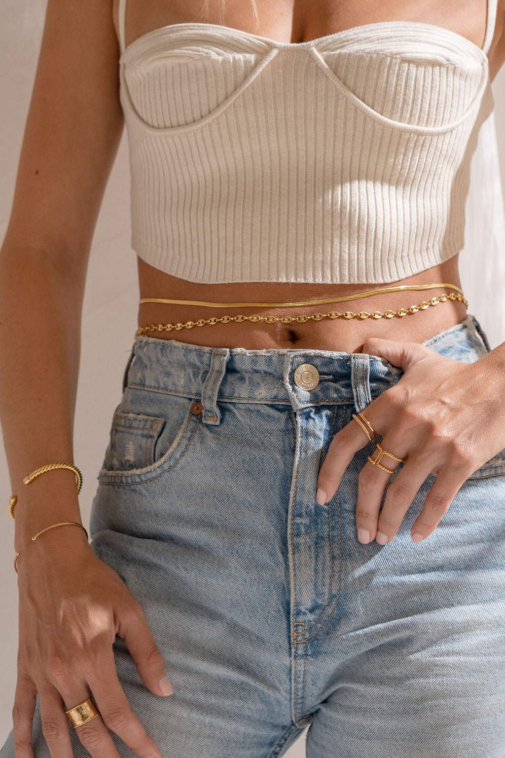Waterproof Herringbone Belly Chain
