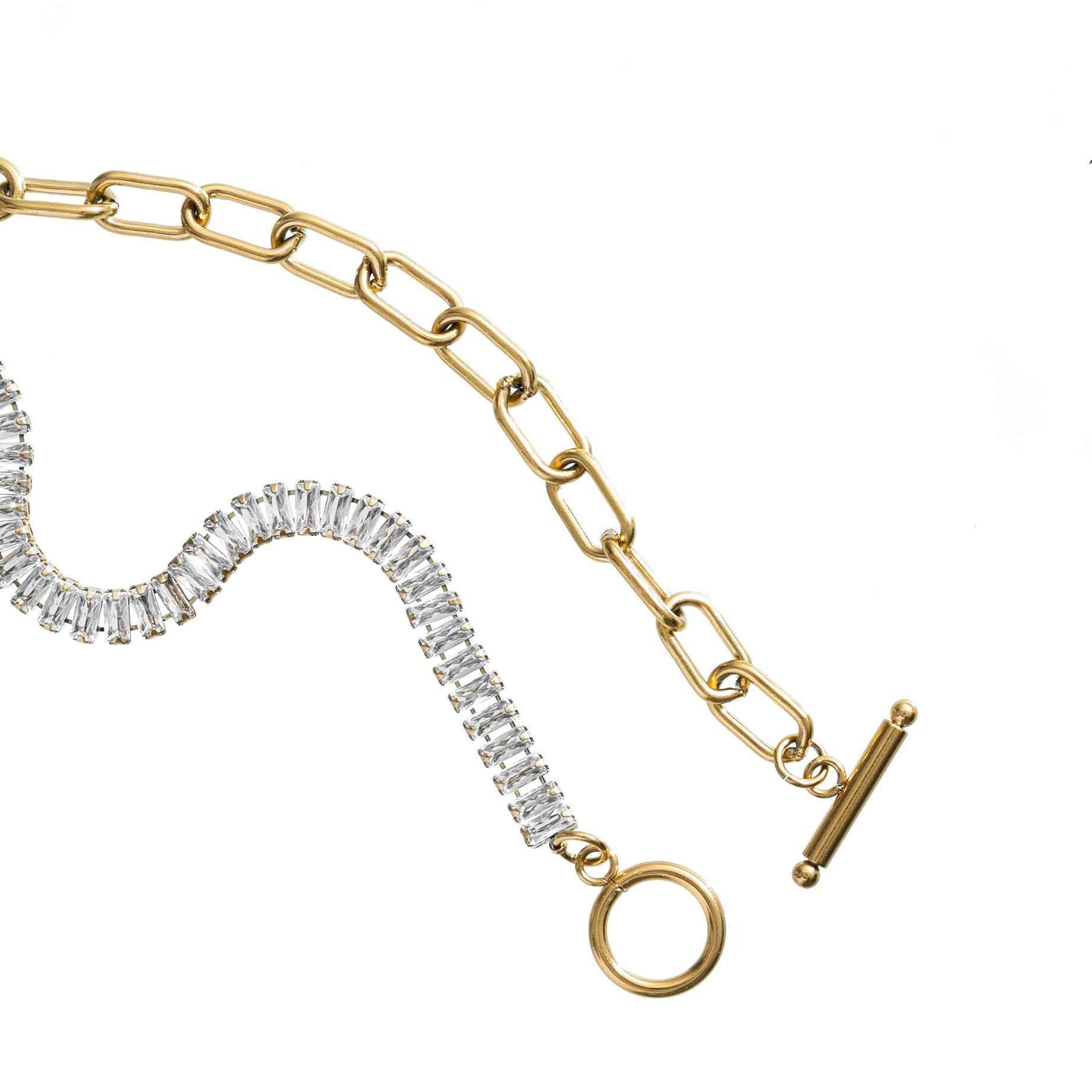 Waterproof Gold Tennis and Paperclip Bracelet
