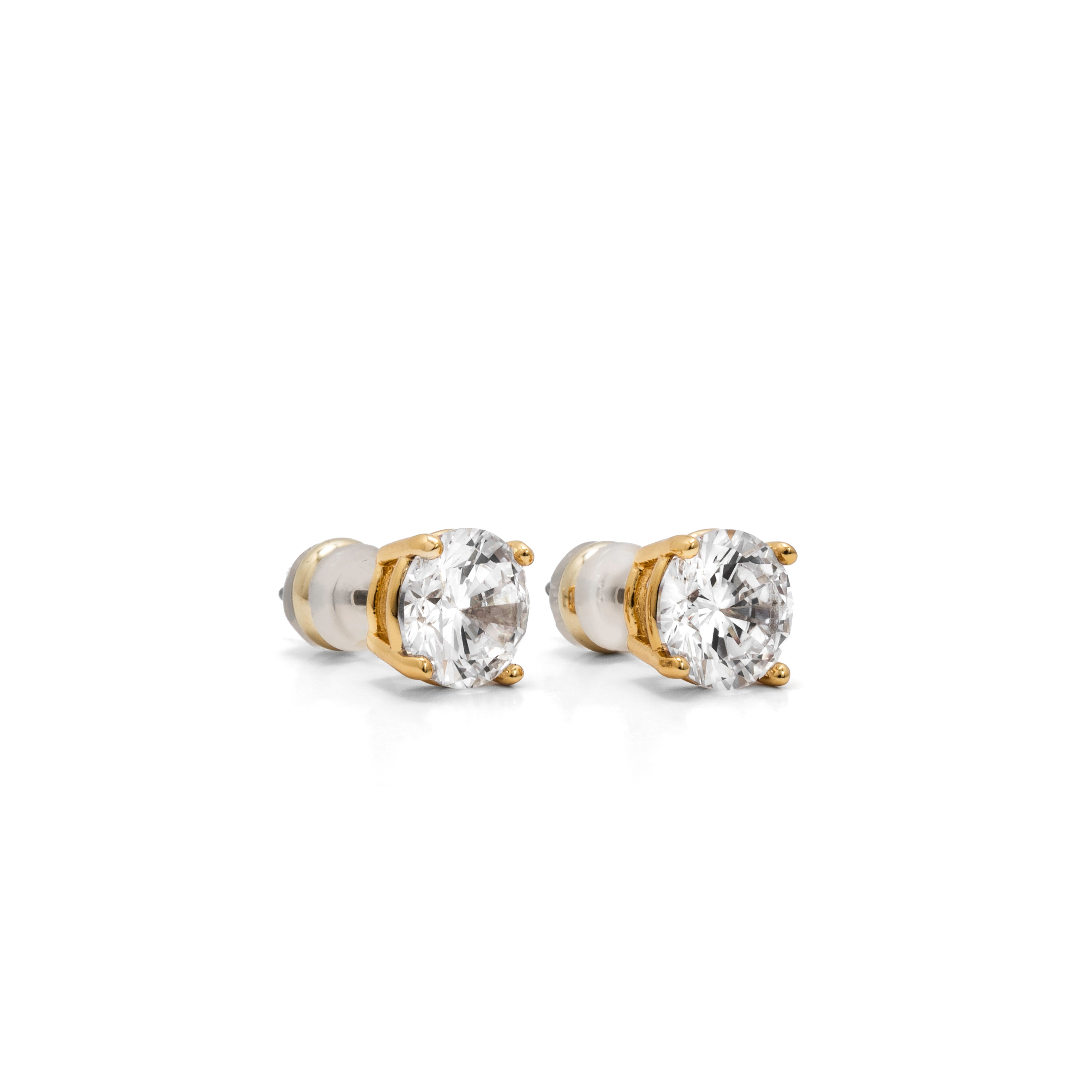 Demi-Fine 8mm Round Solitaire Stud Earrings – Gold