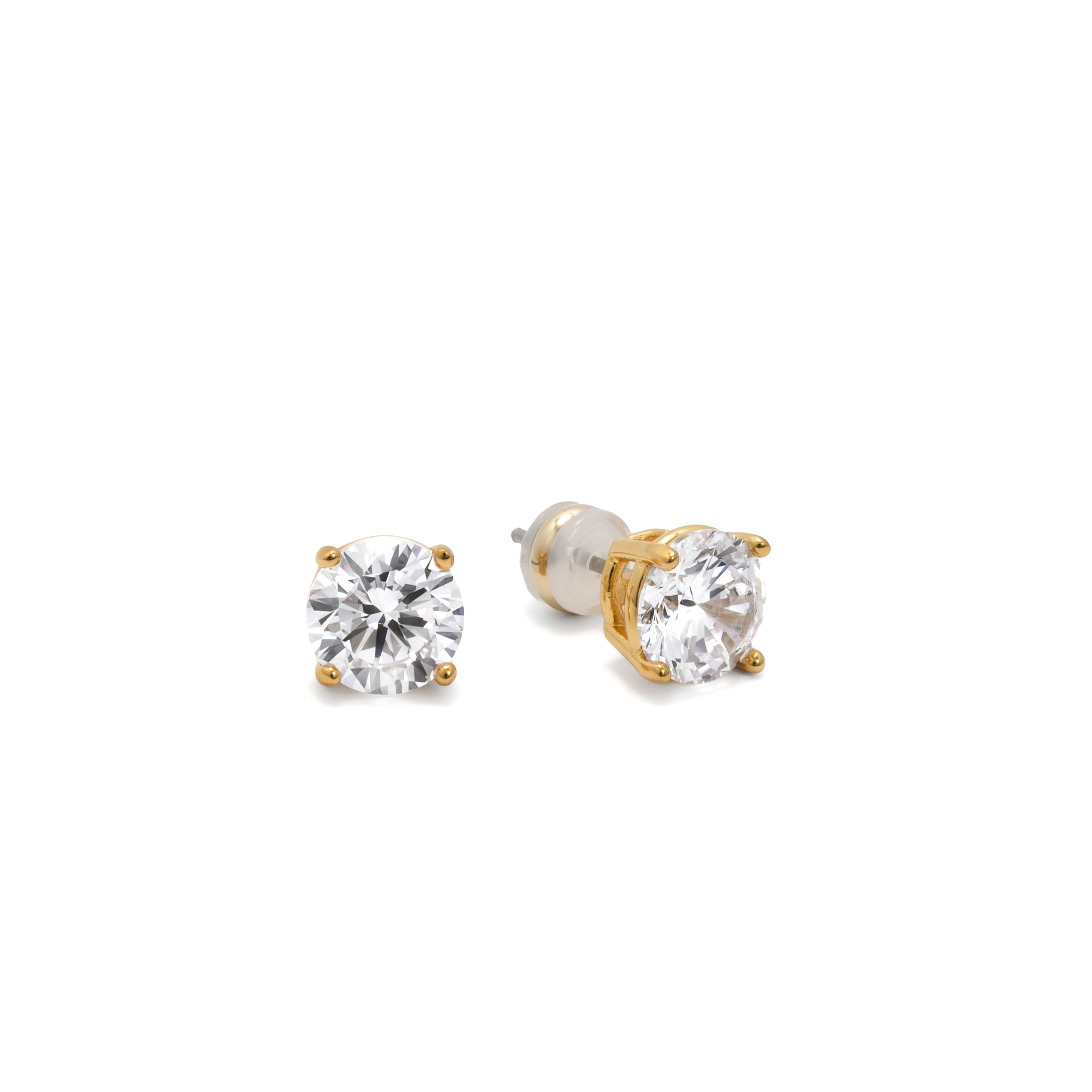 Demi-Fine 8mm Round Solitaire Stud Earrings – Gold