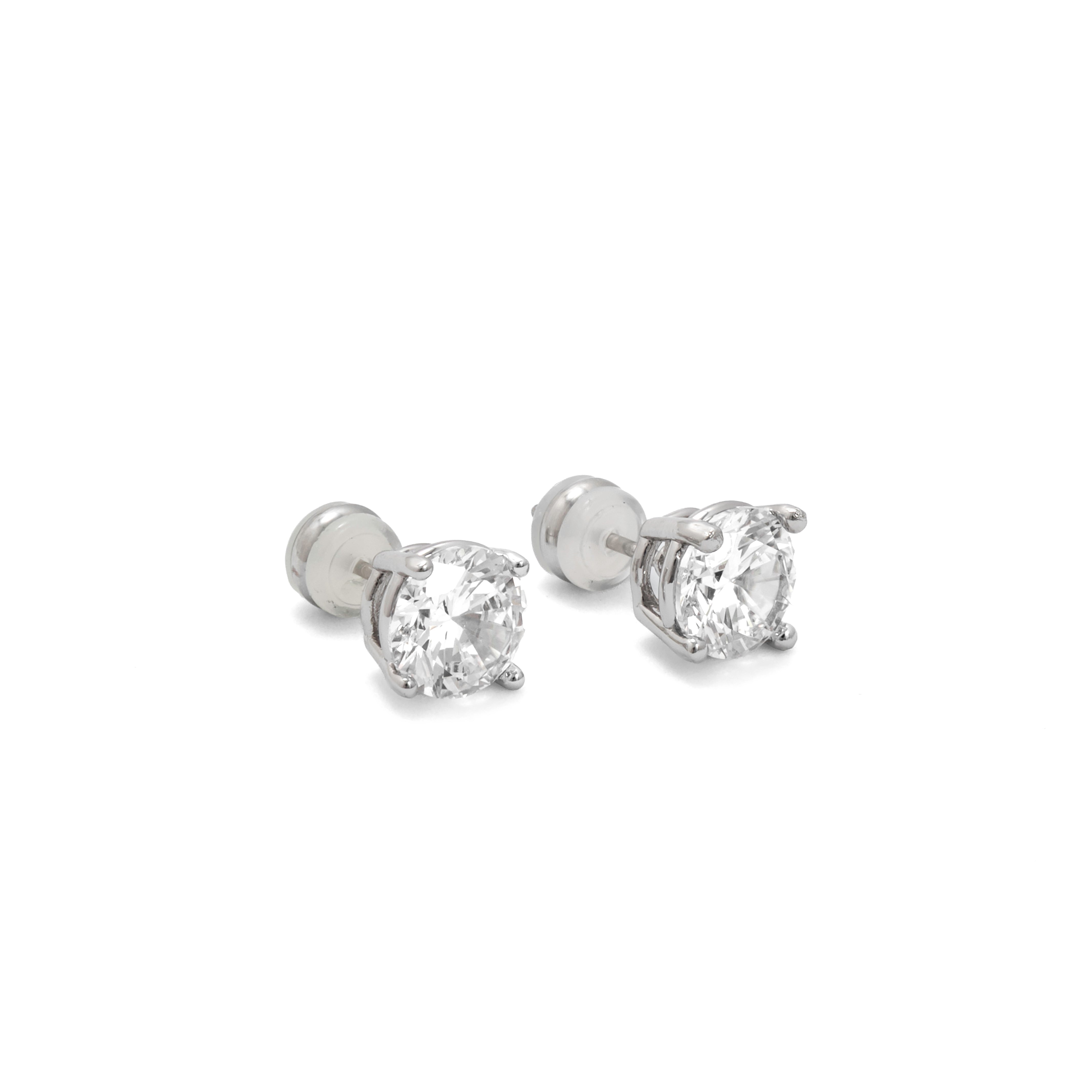 Demi-Fine 8mm Round Solitaire Stud Earrings – Silver