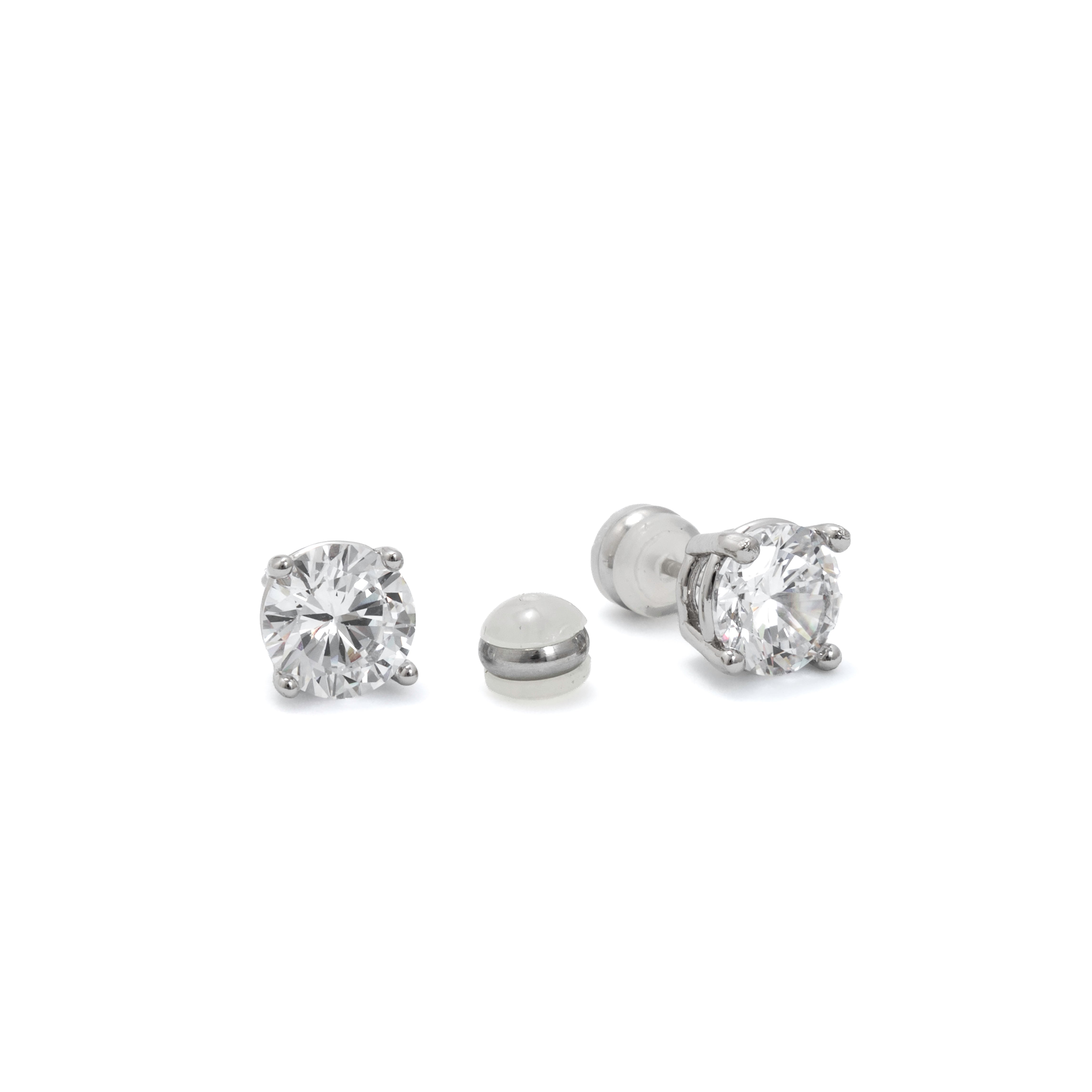 Demi-Fine 8mm Round Solitaire Stud Earrings – Silver