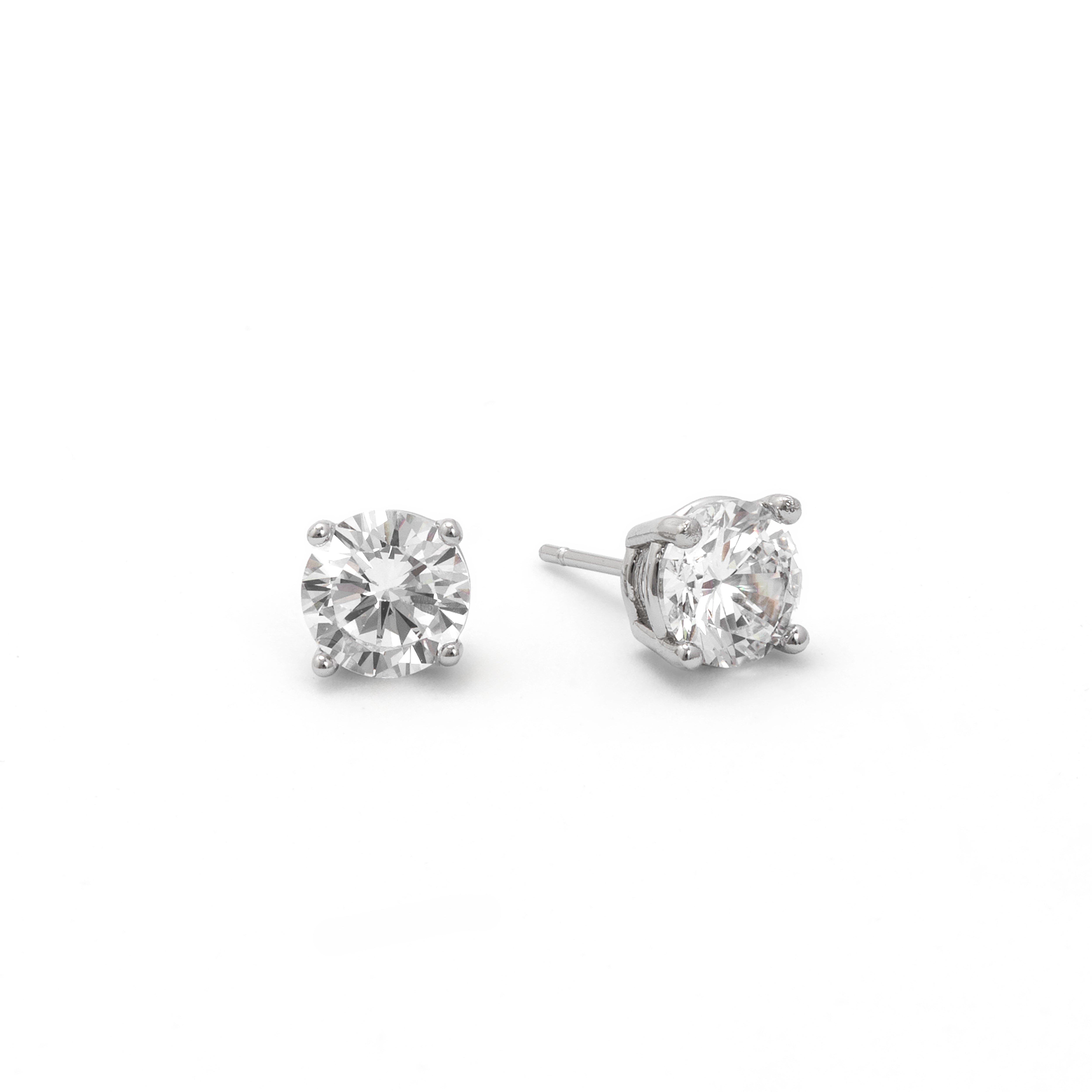 Demi-Fine 8mm Round Solitaire Stud Earrings – Silver