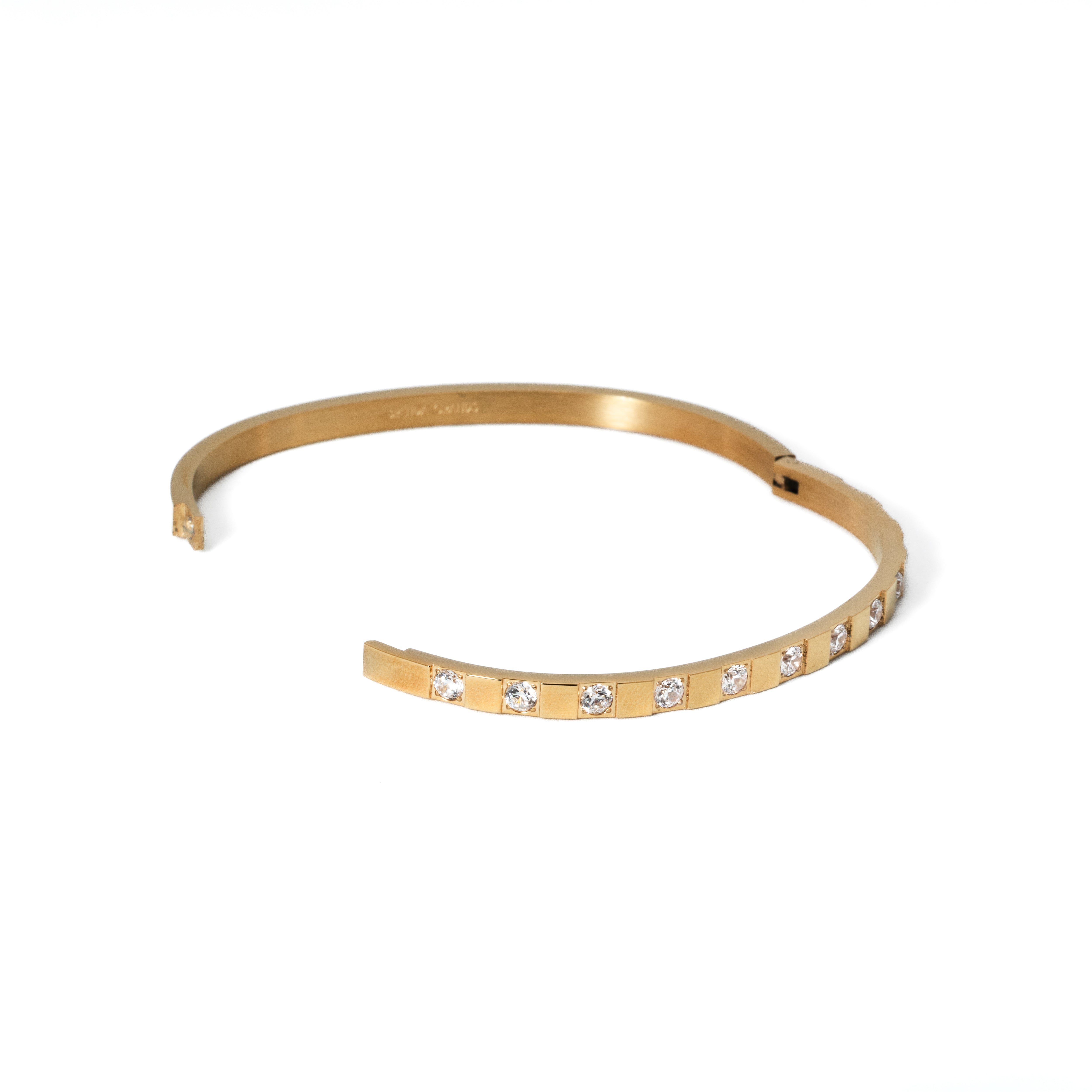 Waterproof Gold Structured Diamond Bangle